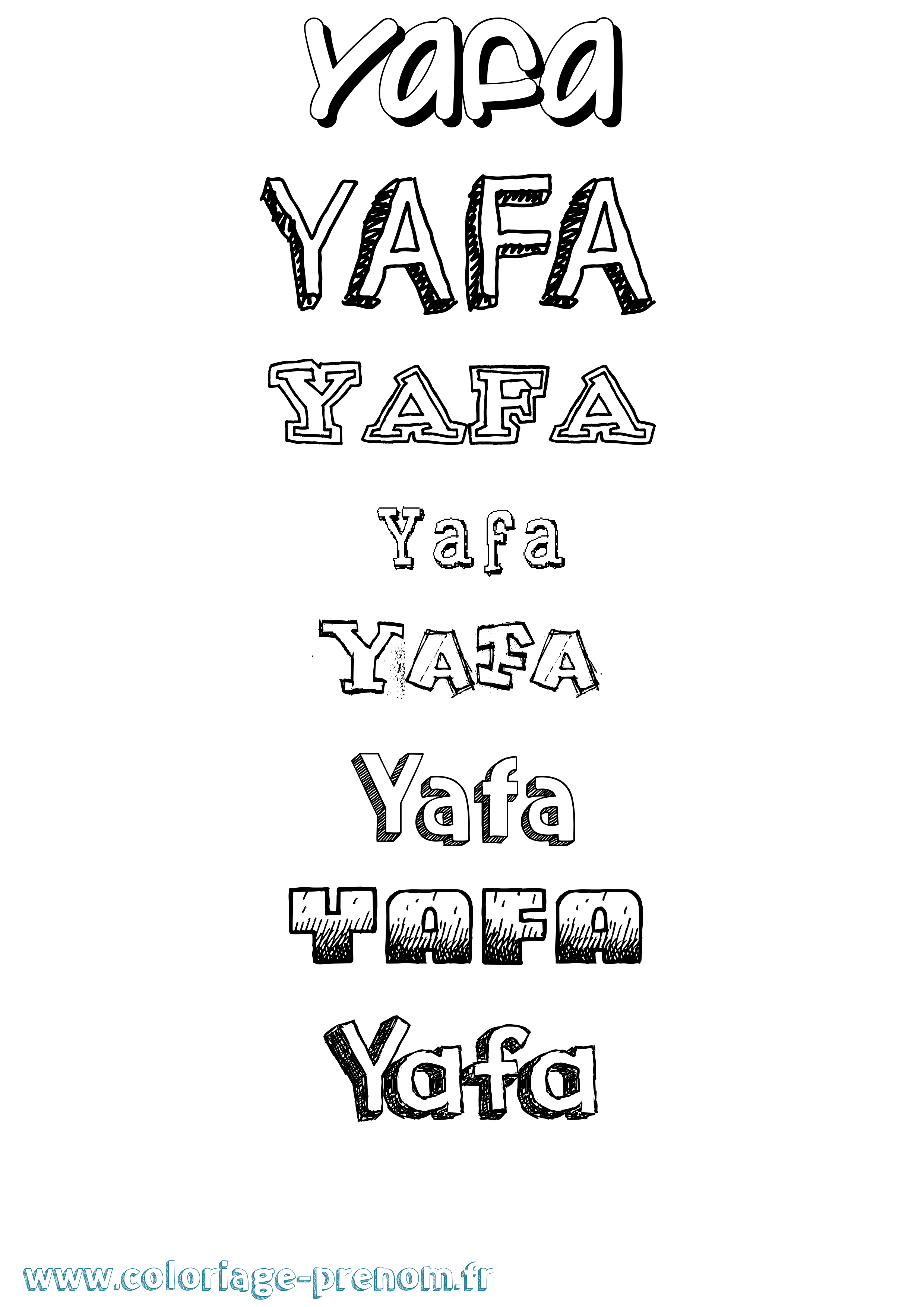 Coloriage prénom Yafa Dessiné