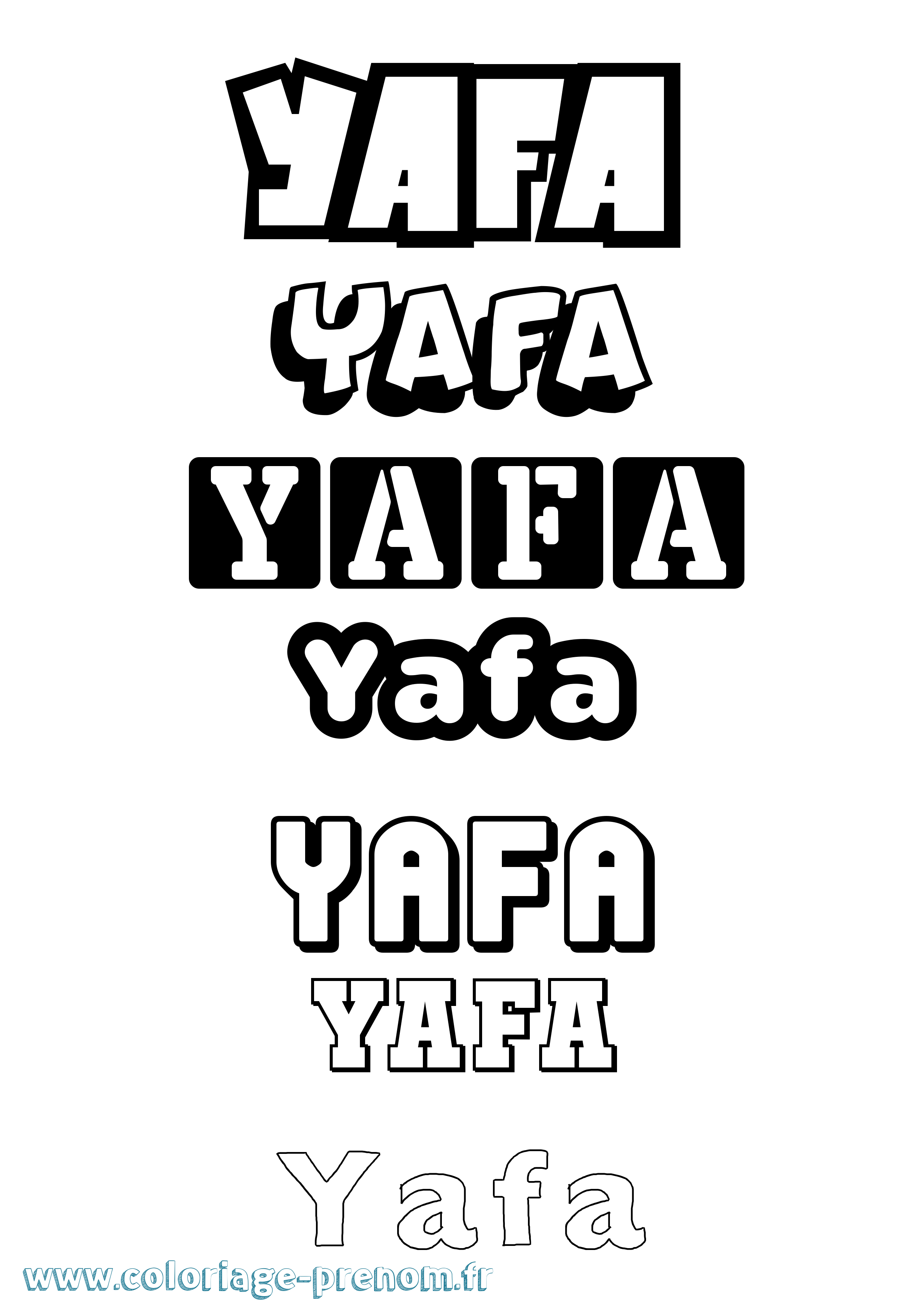 Coloriage prénom Yafa Simple