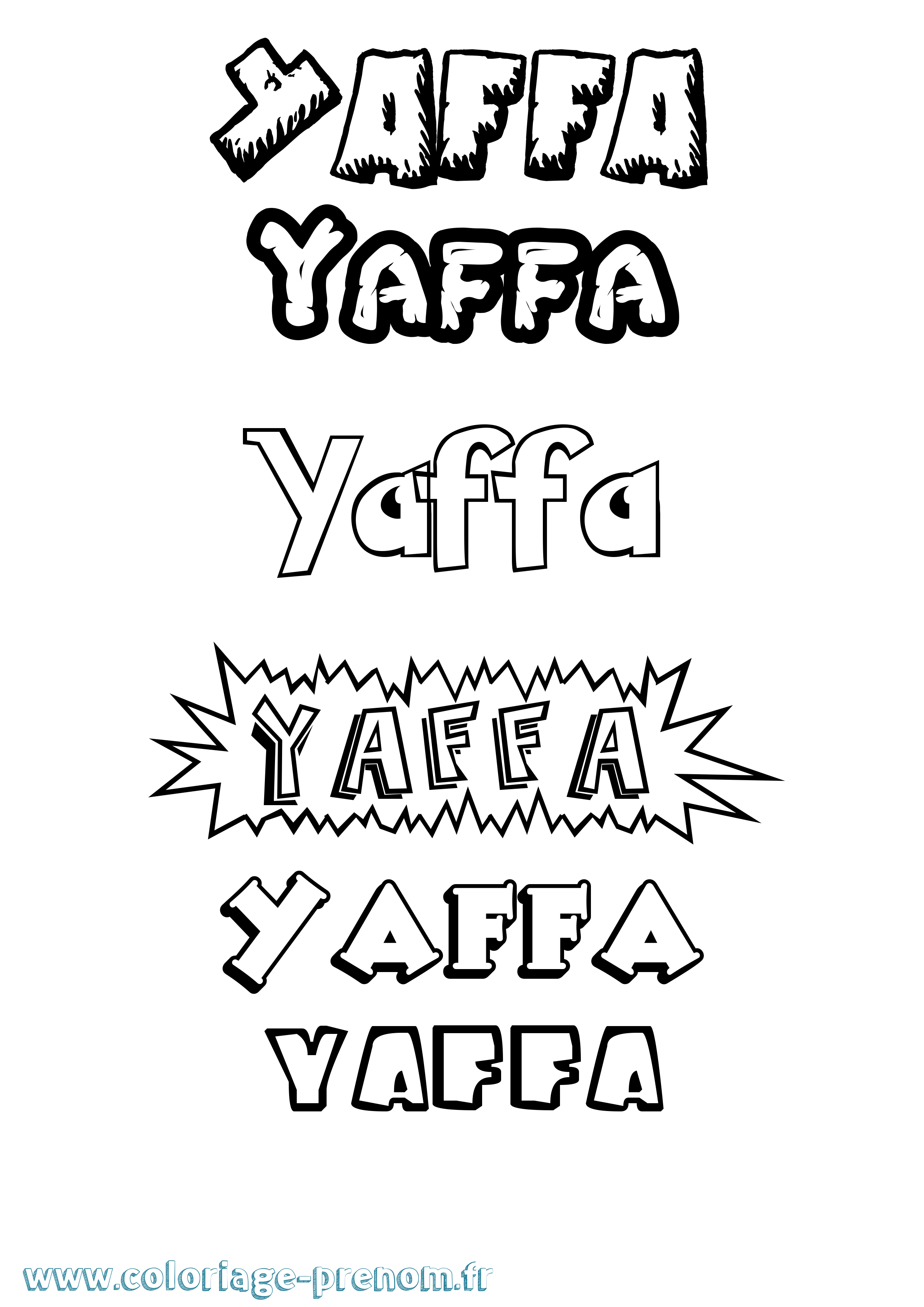 Coloriage prénom Yaffa Dessin Animé