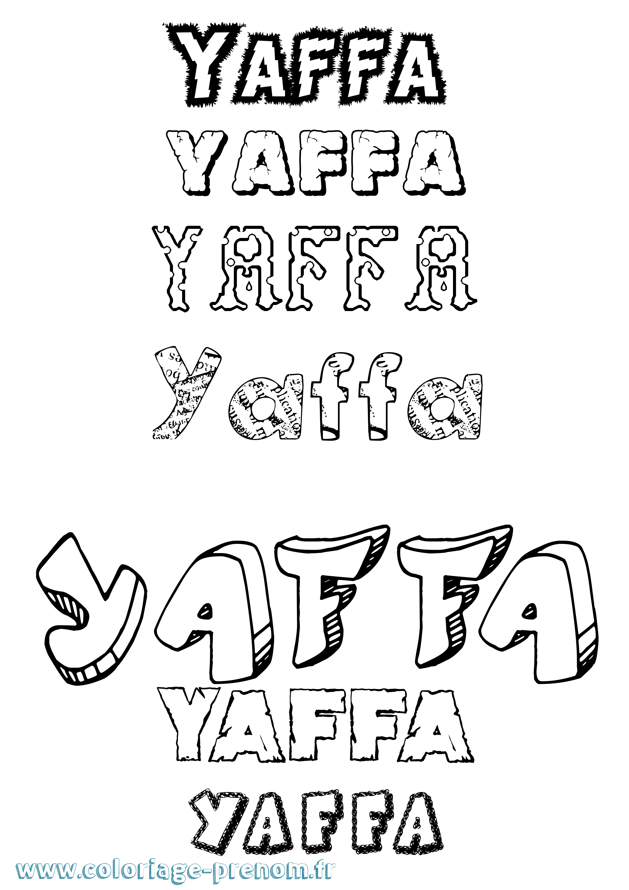Coloriage prénom Yaffa Destructuré