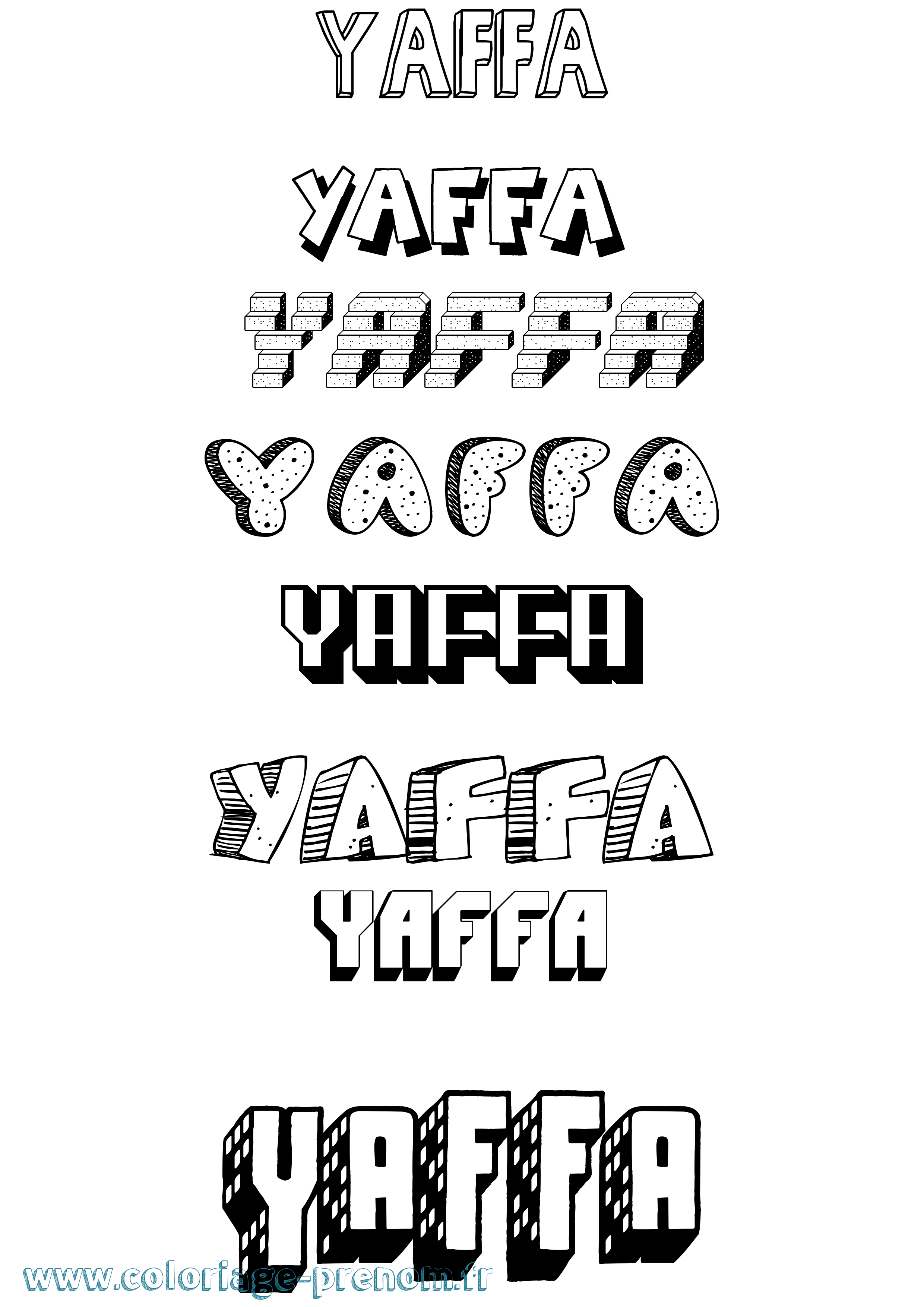 Coloriage prénom Yaffa Effet 3D
