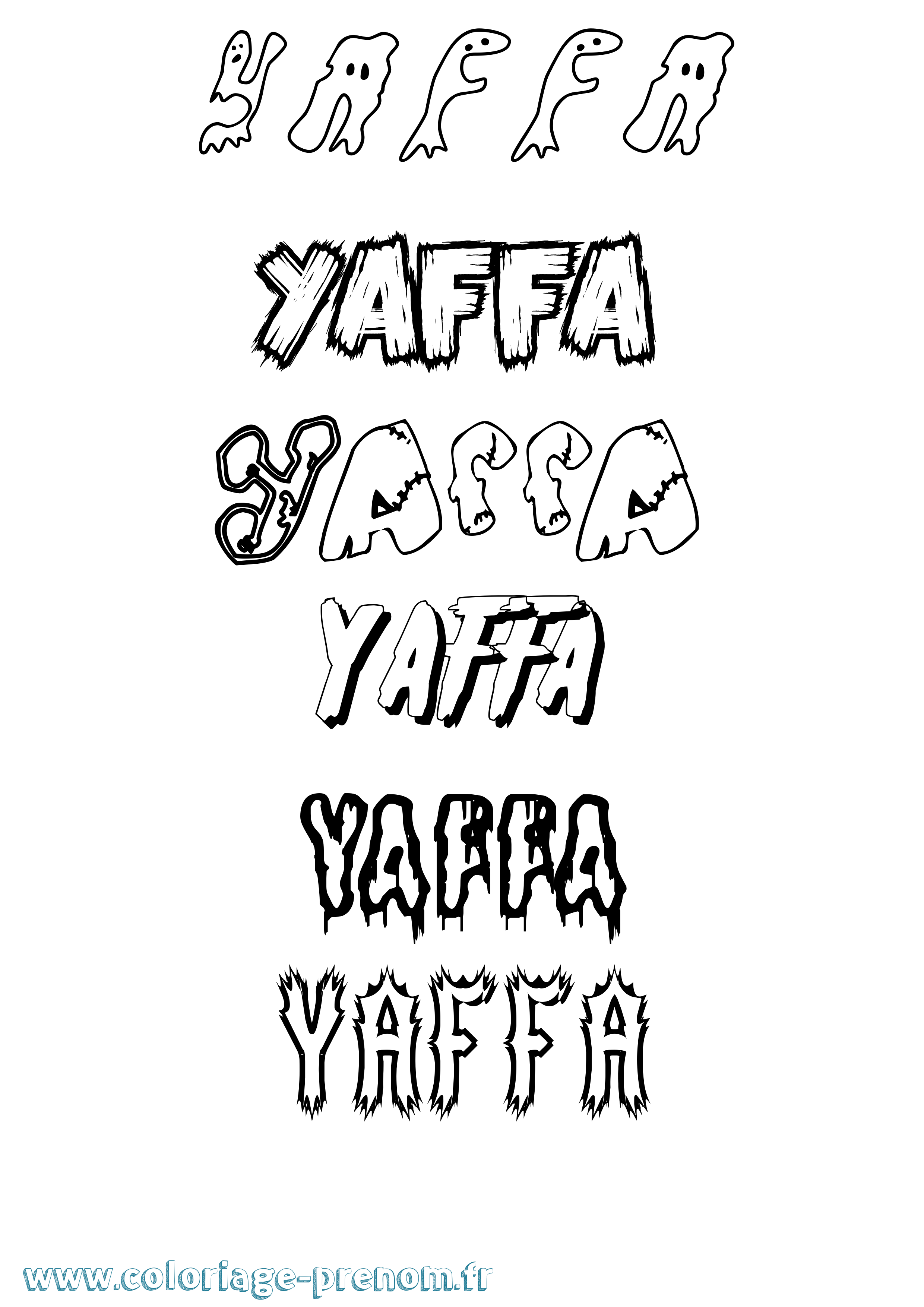 Coloriage prénom Yaffa Frisson