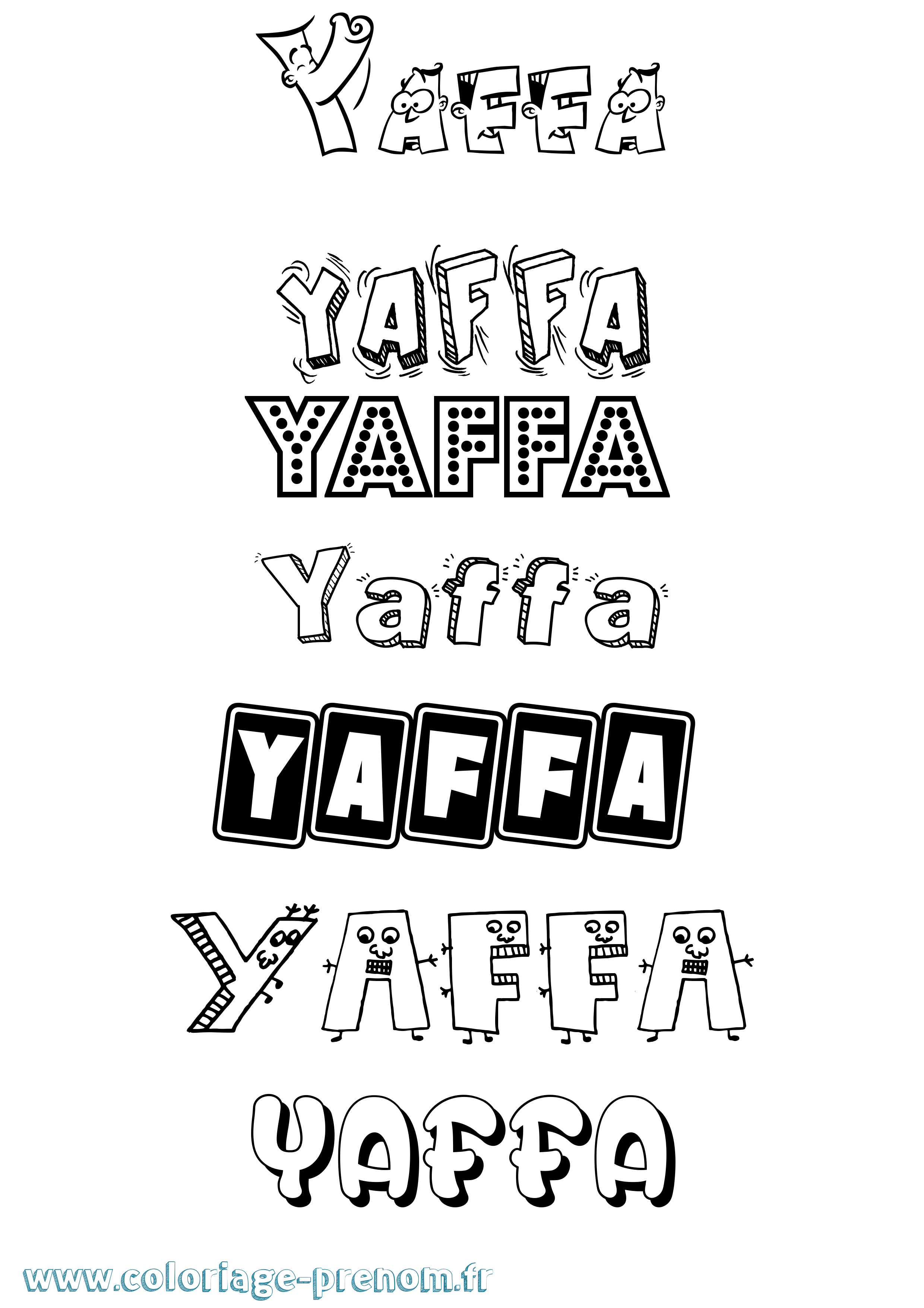 Coloriage prénom Yaffa Fun