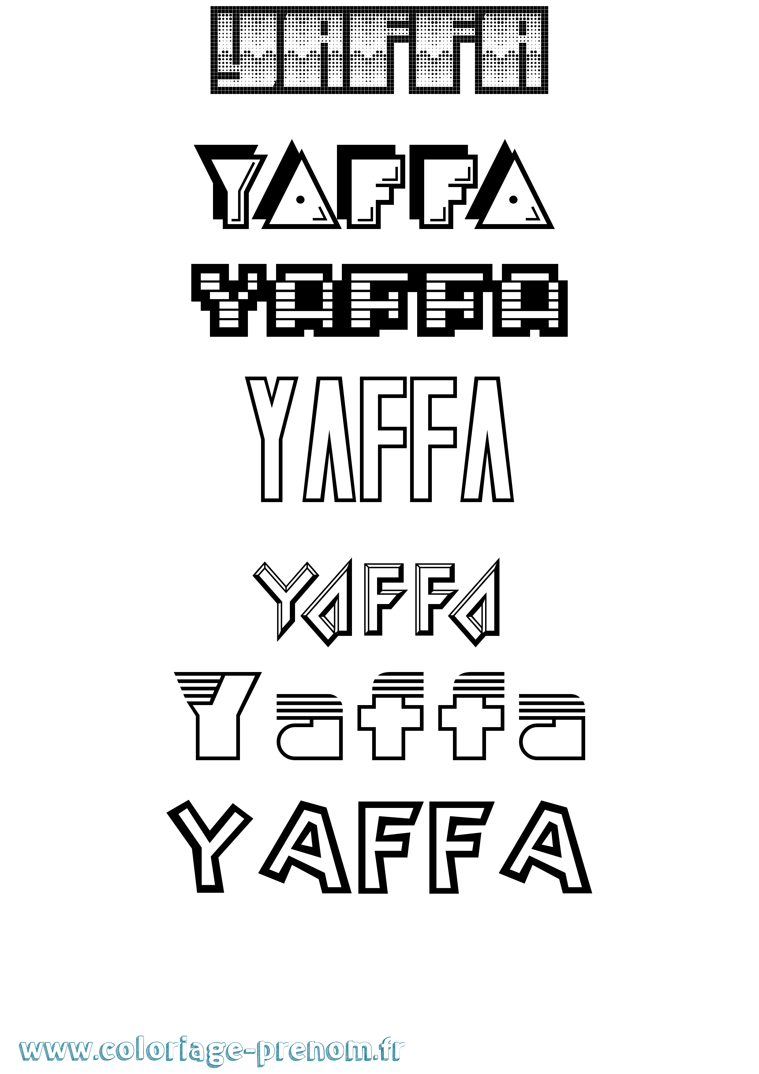 Coloriage prénom Yaffa Jeux Vidéos