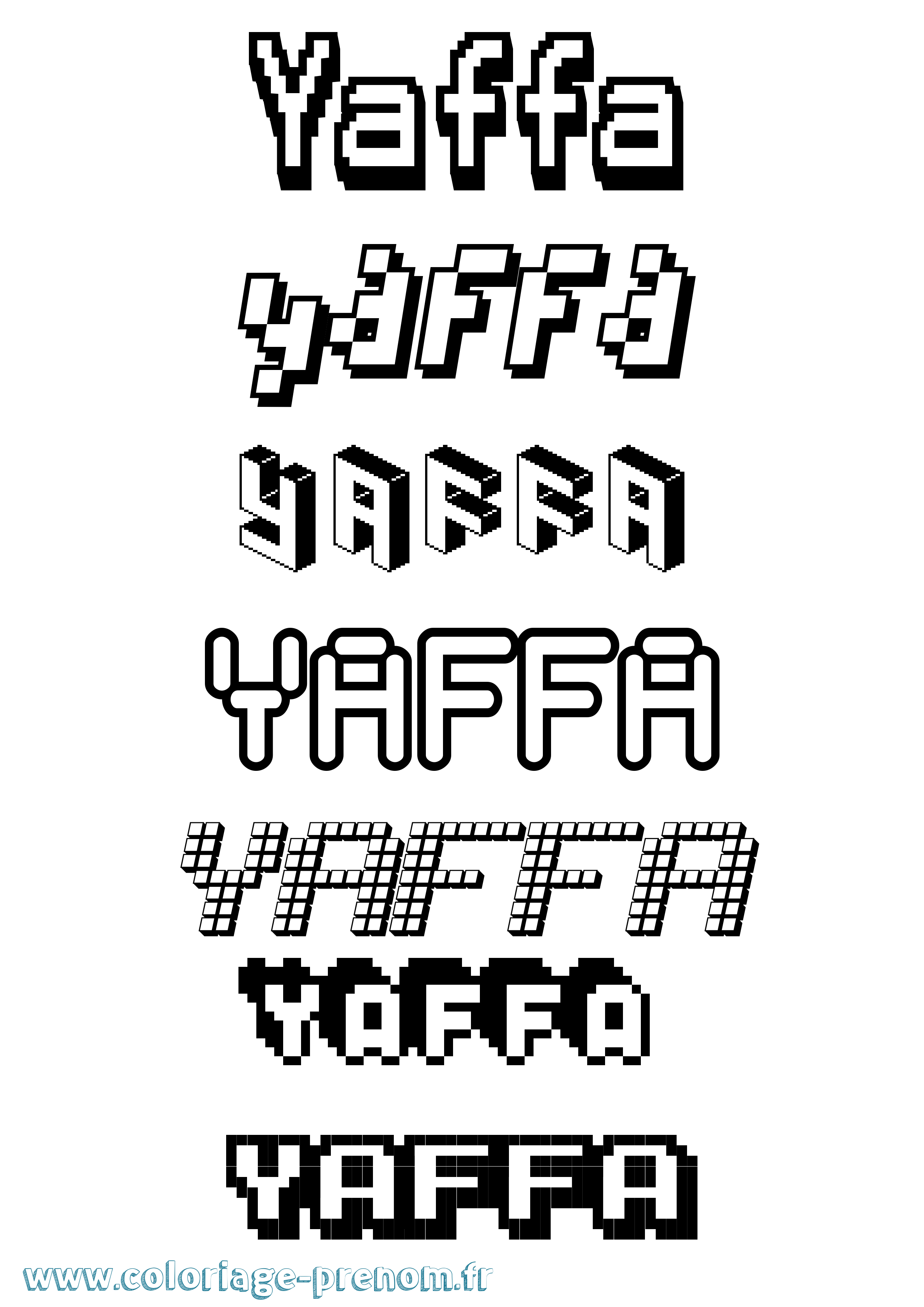 Coloriage prénom Yaffa Pixel