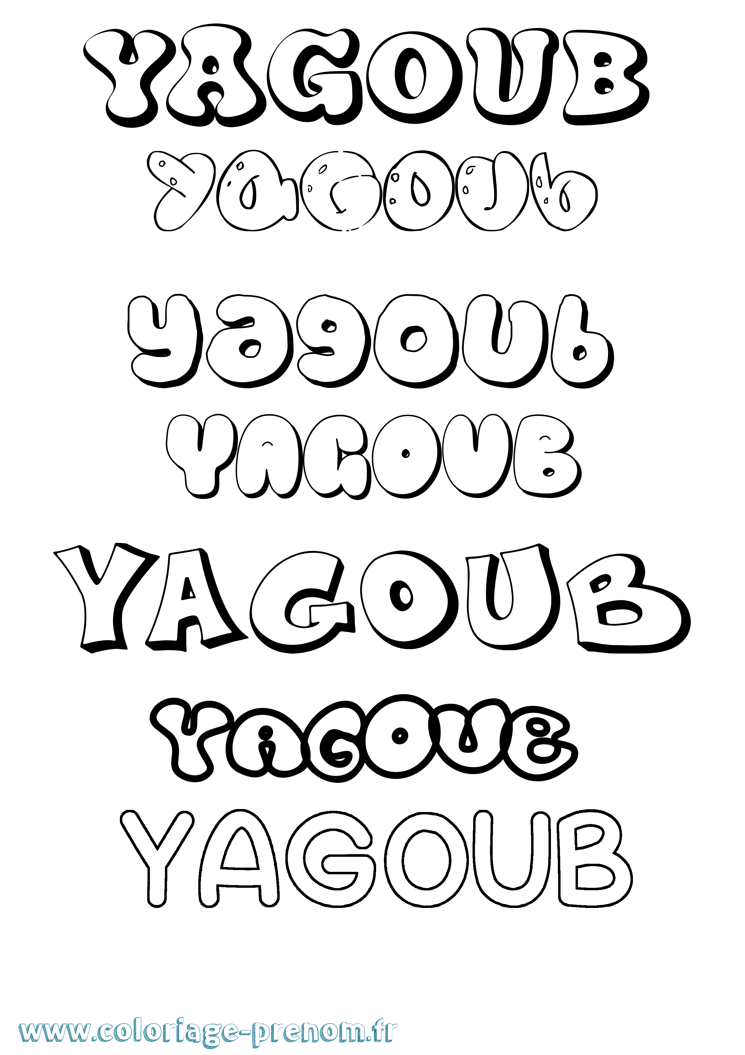 Coloriage Yagoub Bubble Coloriage prénom Yagoub Bubble