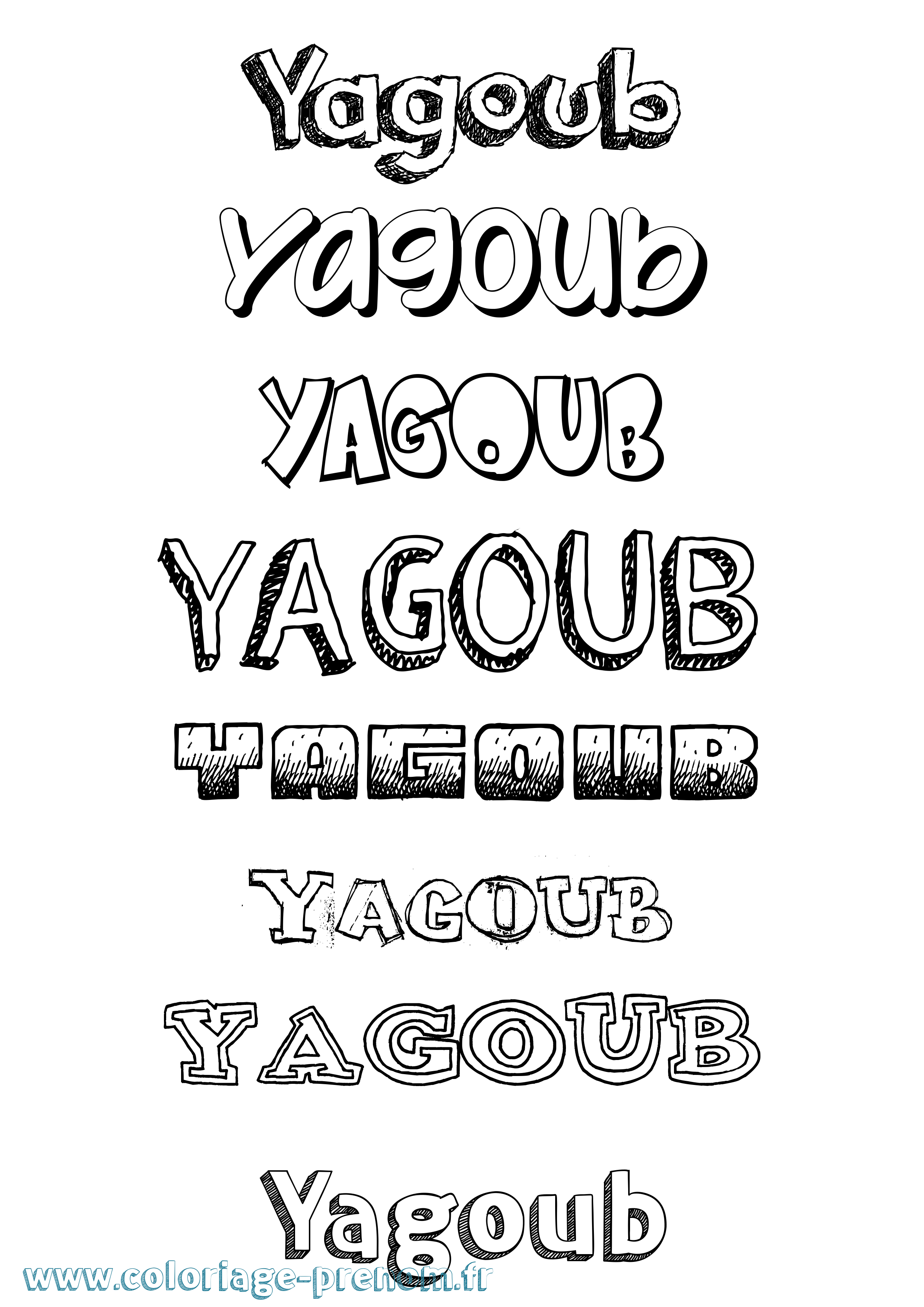 Coloriage Yagoub Dessiné Coloriage prénom Yagoub Dessiné