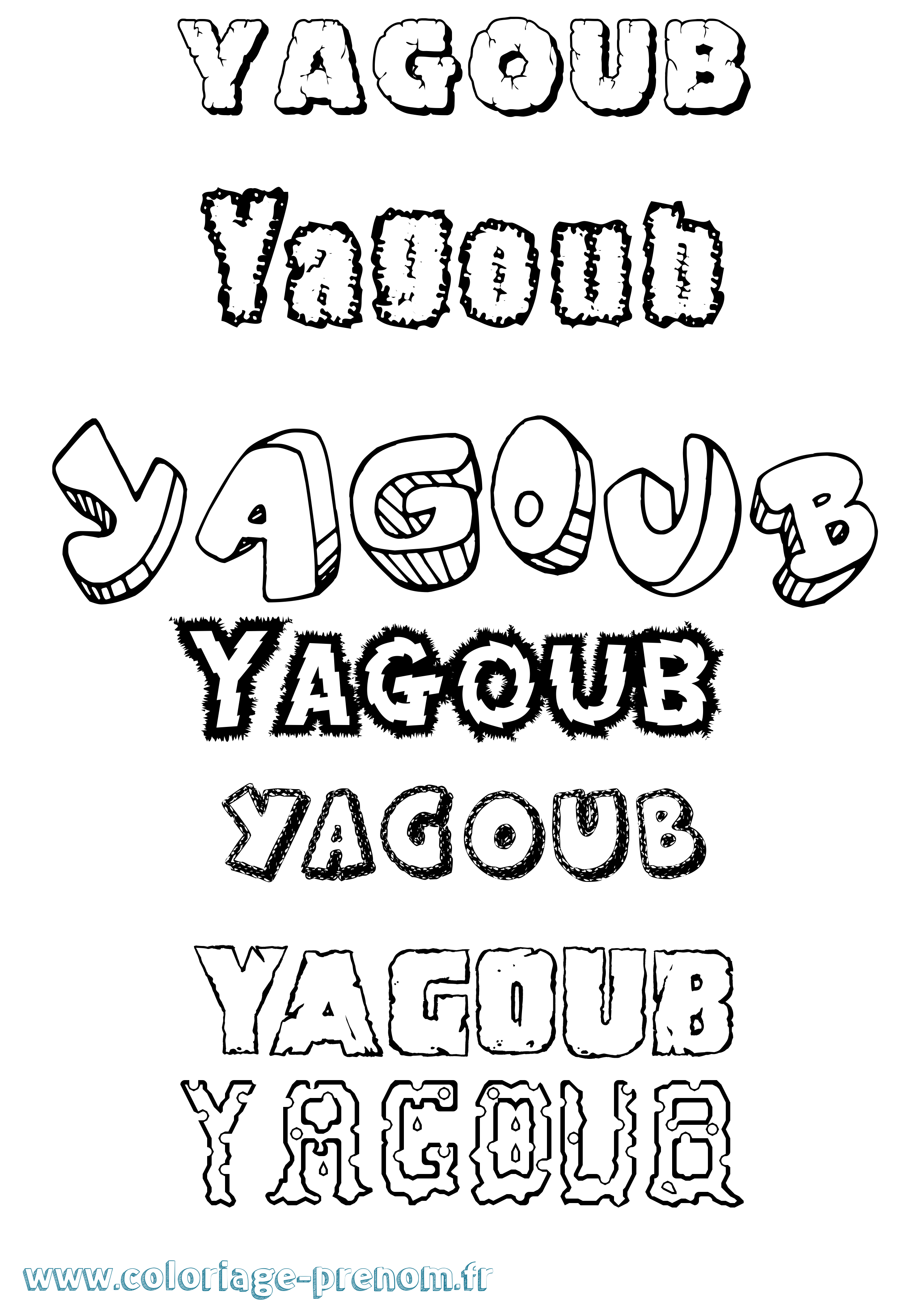Coloriage Yagoub Destructuré Coloriage prénom Yagoub Destructuré