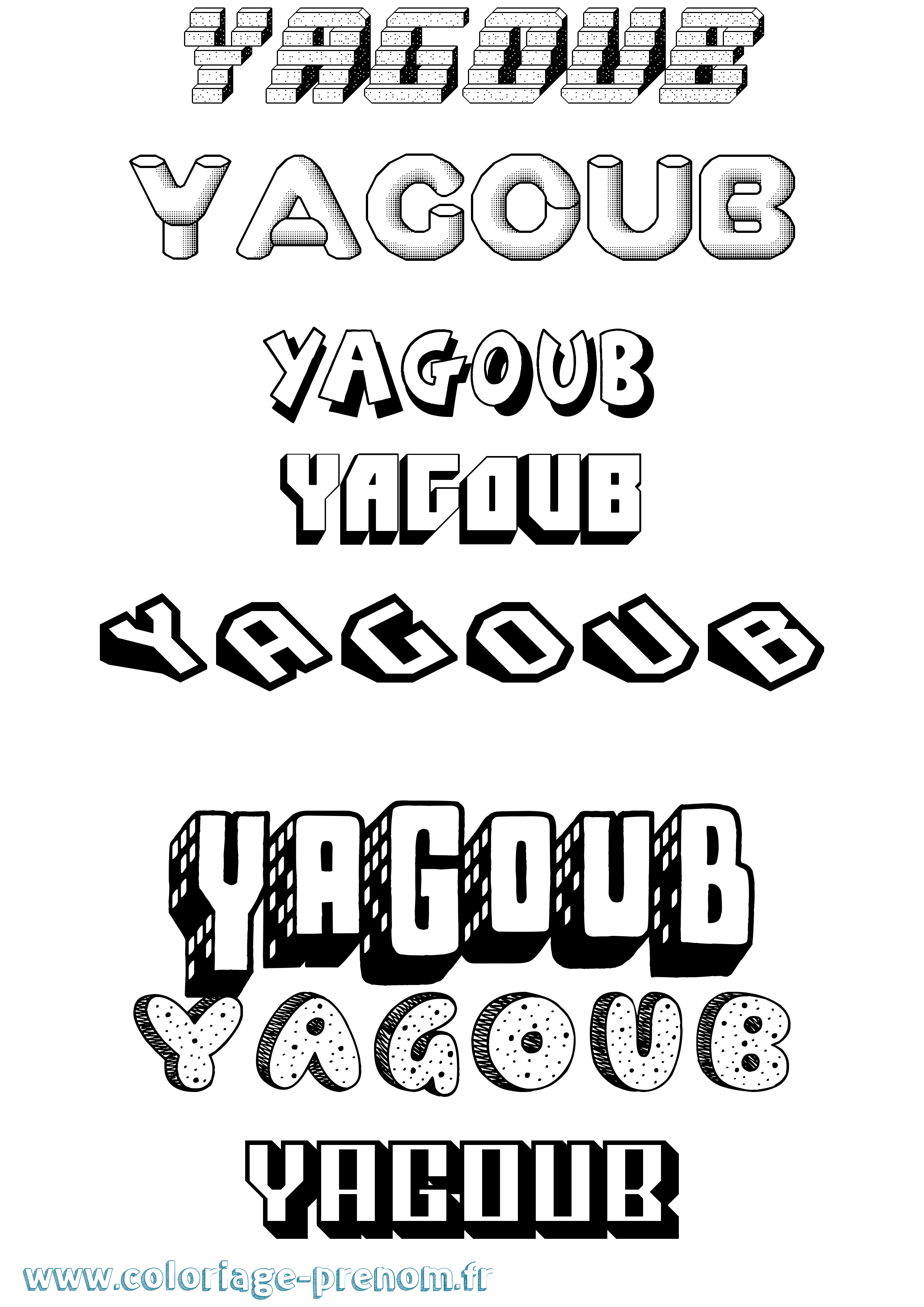 Coloriage Yagoub Effet 3D Coloriage prénom Yagoub Effet 3D