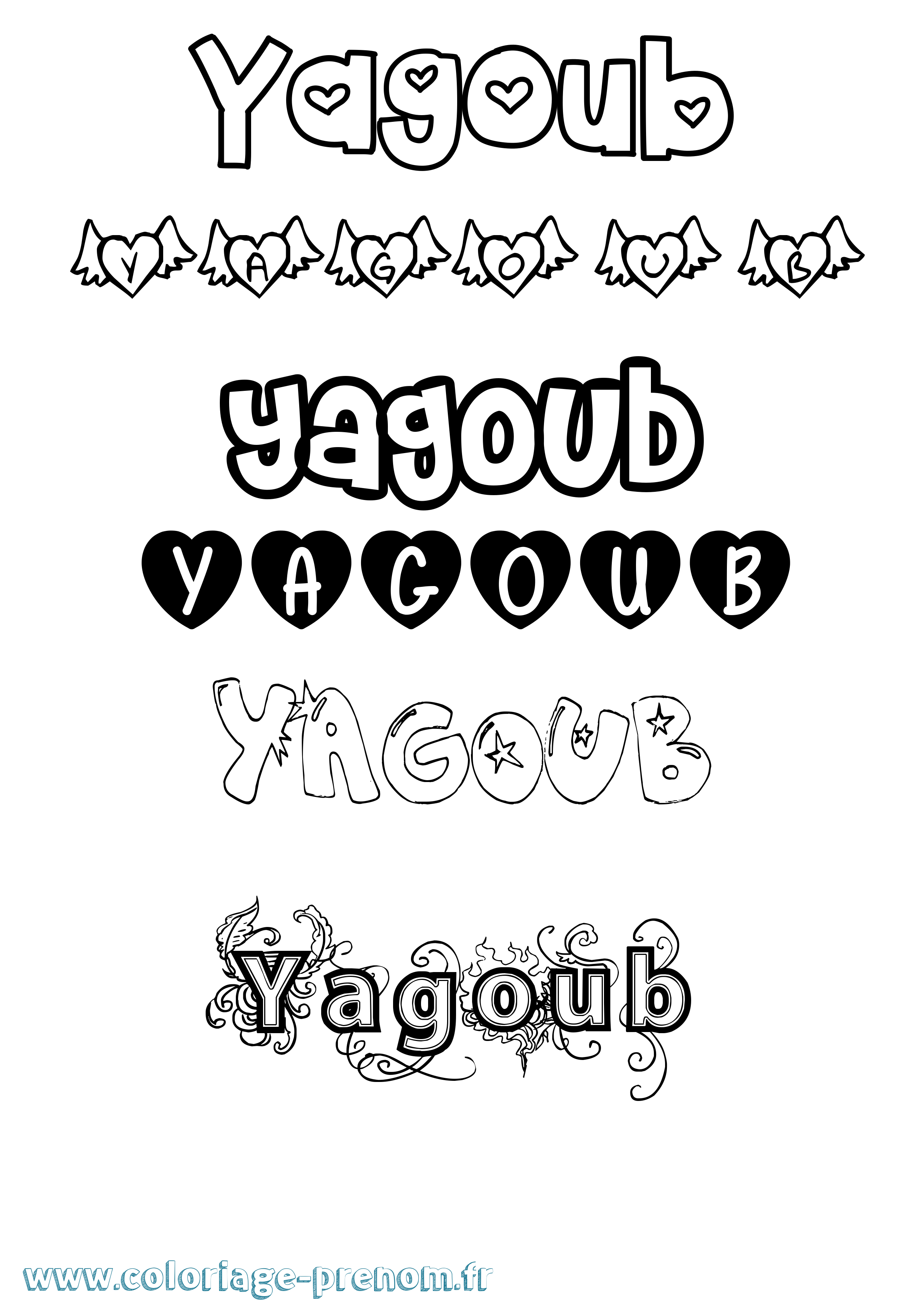 Coloriage Yagoub Girly Coloriage prénom Yagoub Girly