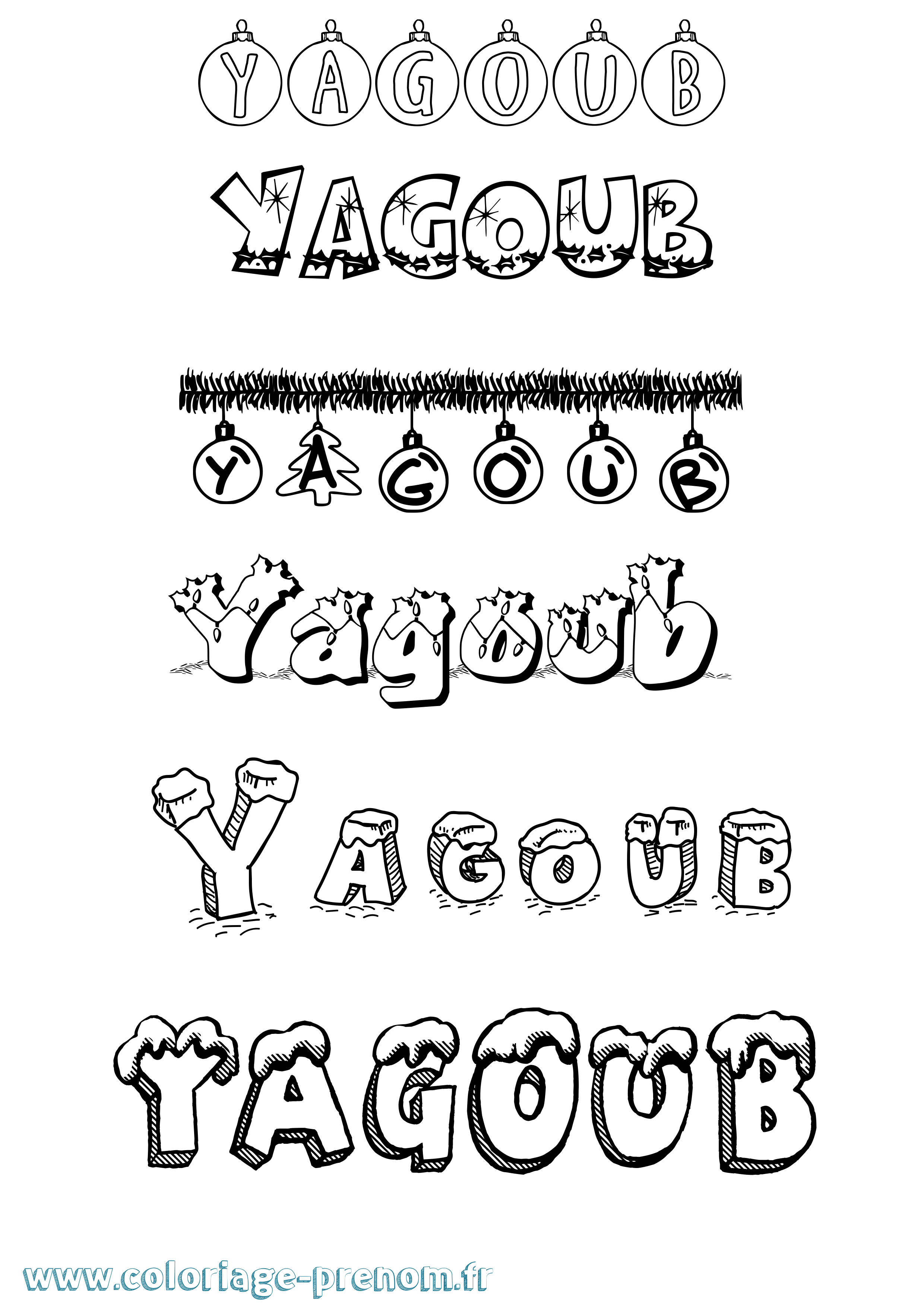 Coloriage Yagoub Noël Coloriage prénom Yagoub Noël