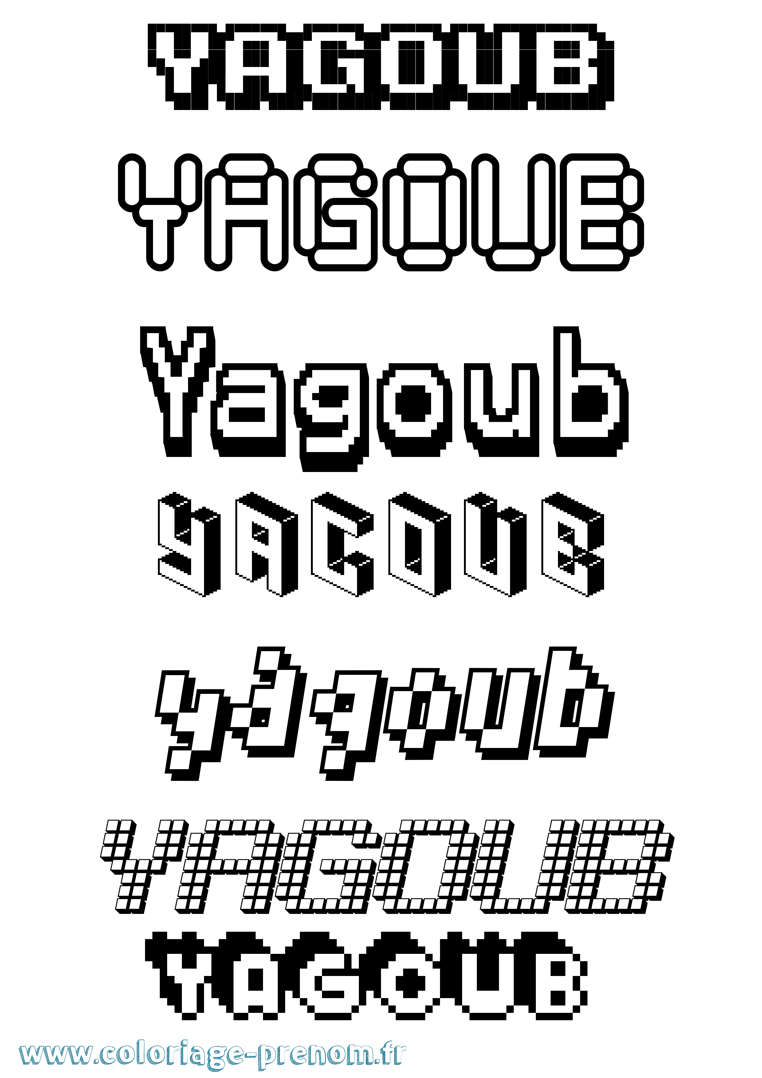 Coloriage Yagoub Pixel Coloriage prénom Yagoub Pixel