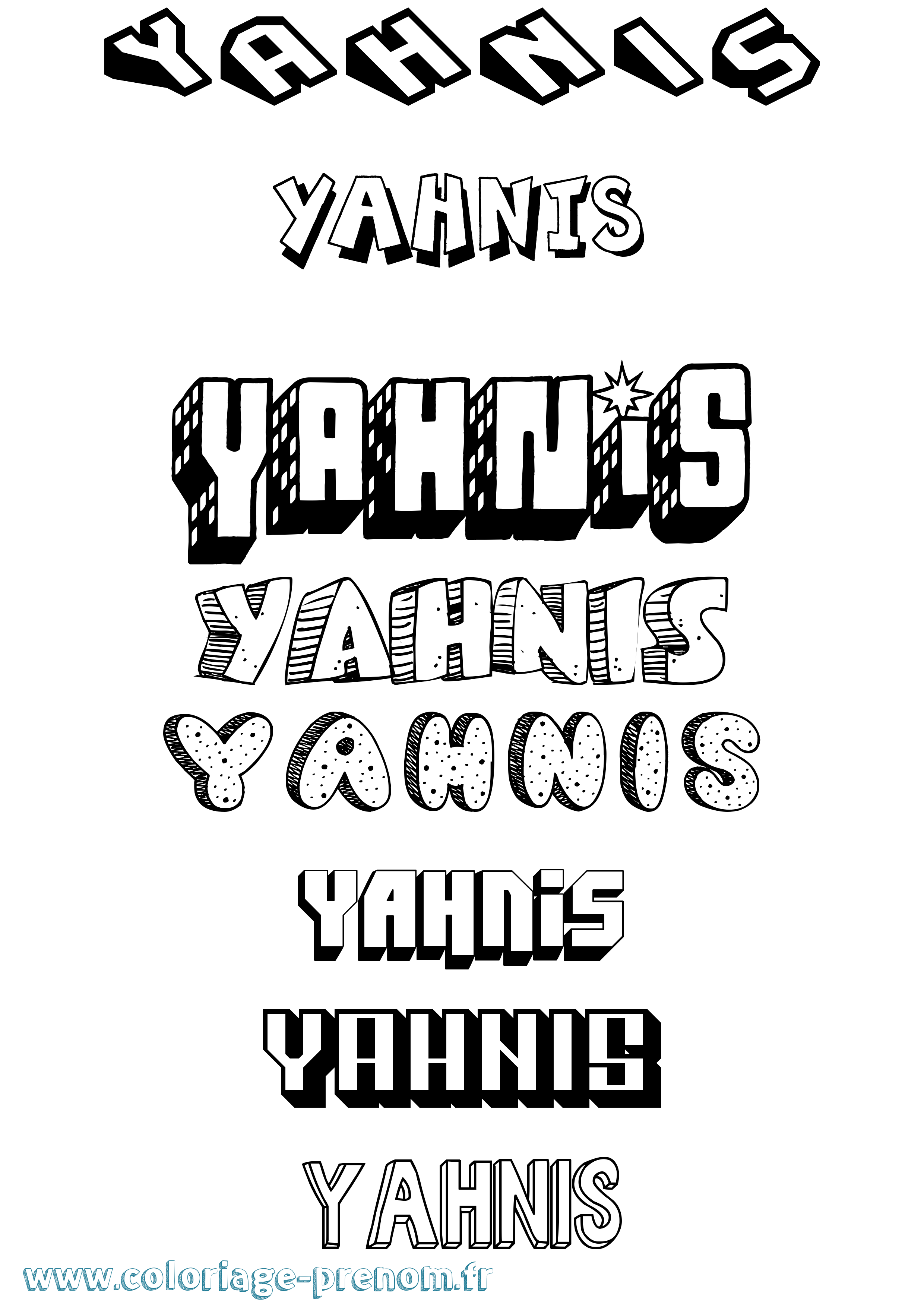 Coloriage prénom Yahnis Effet 3D