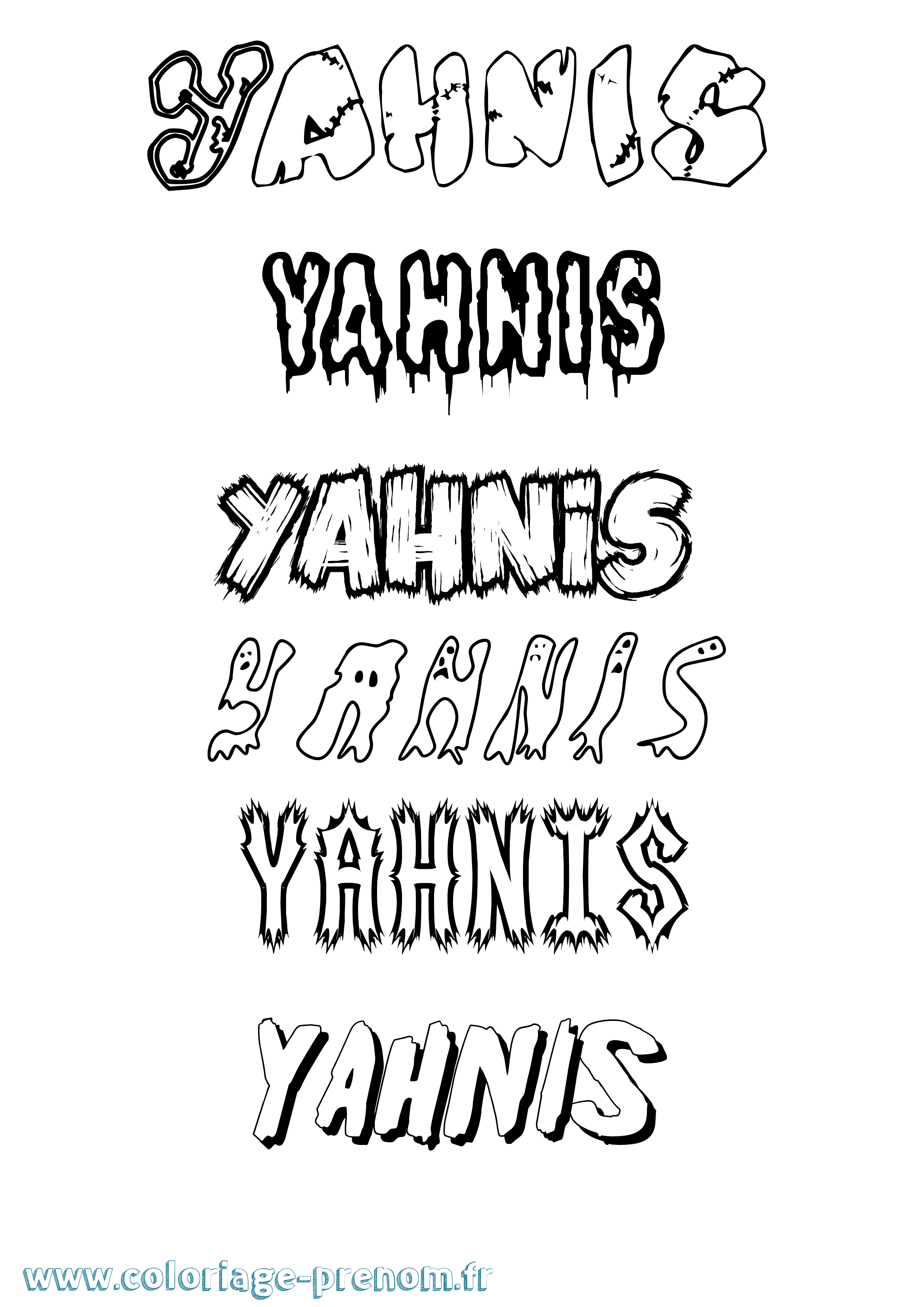 Coloriage prénom Yahnis Frisson