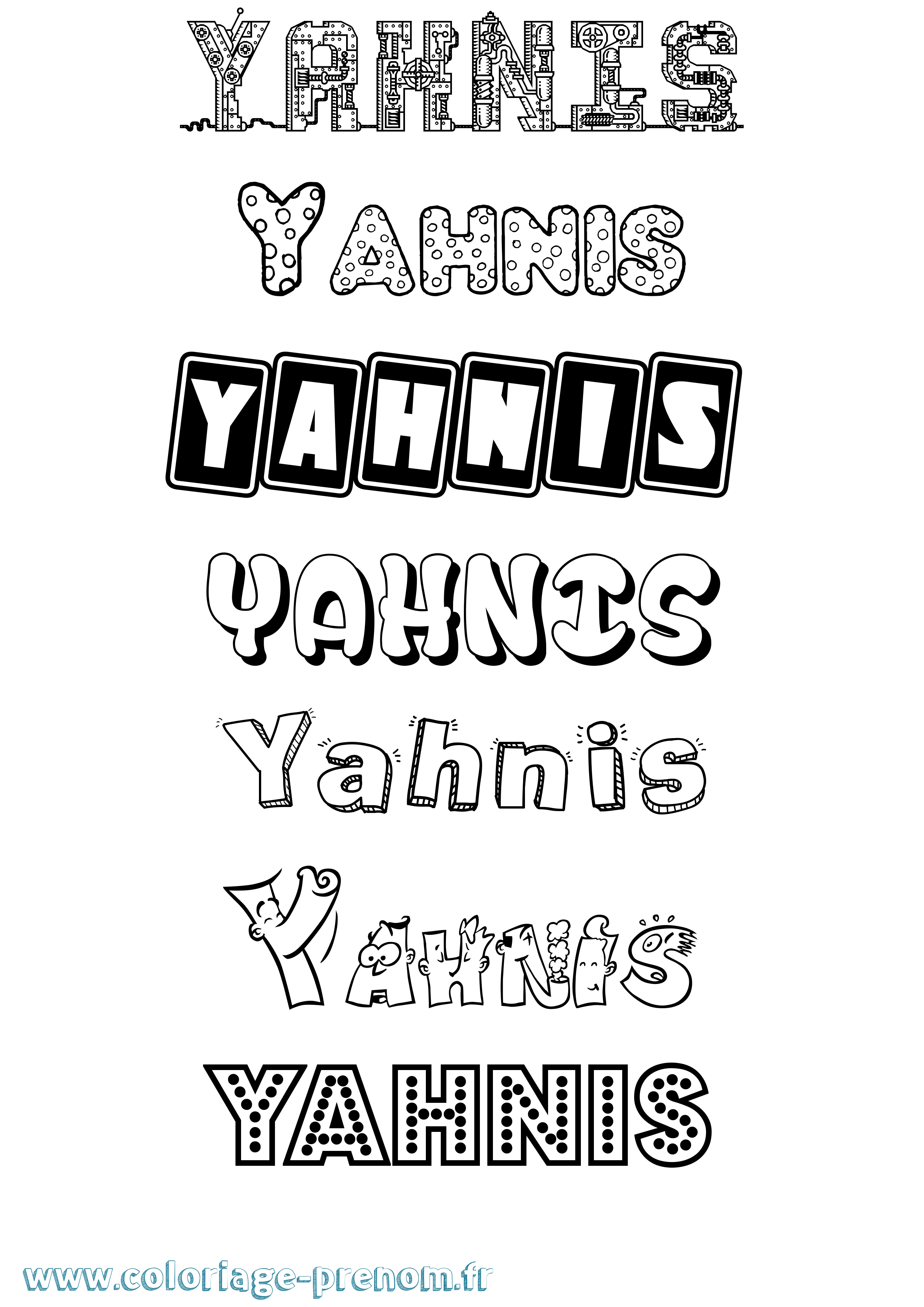 Coloriage prénom Yahnis Fun