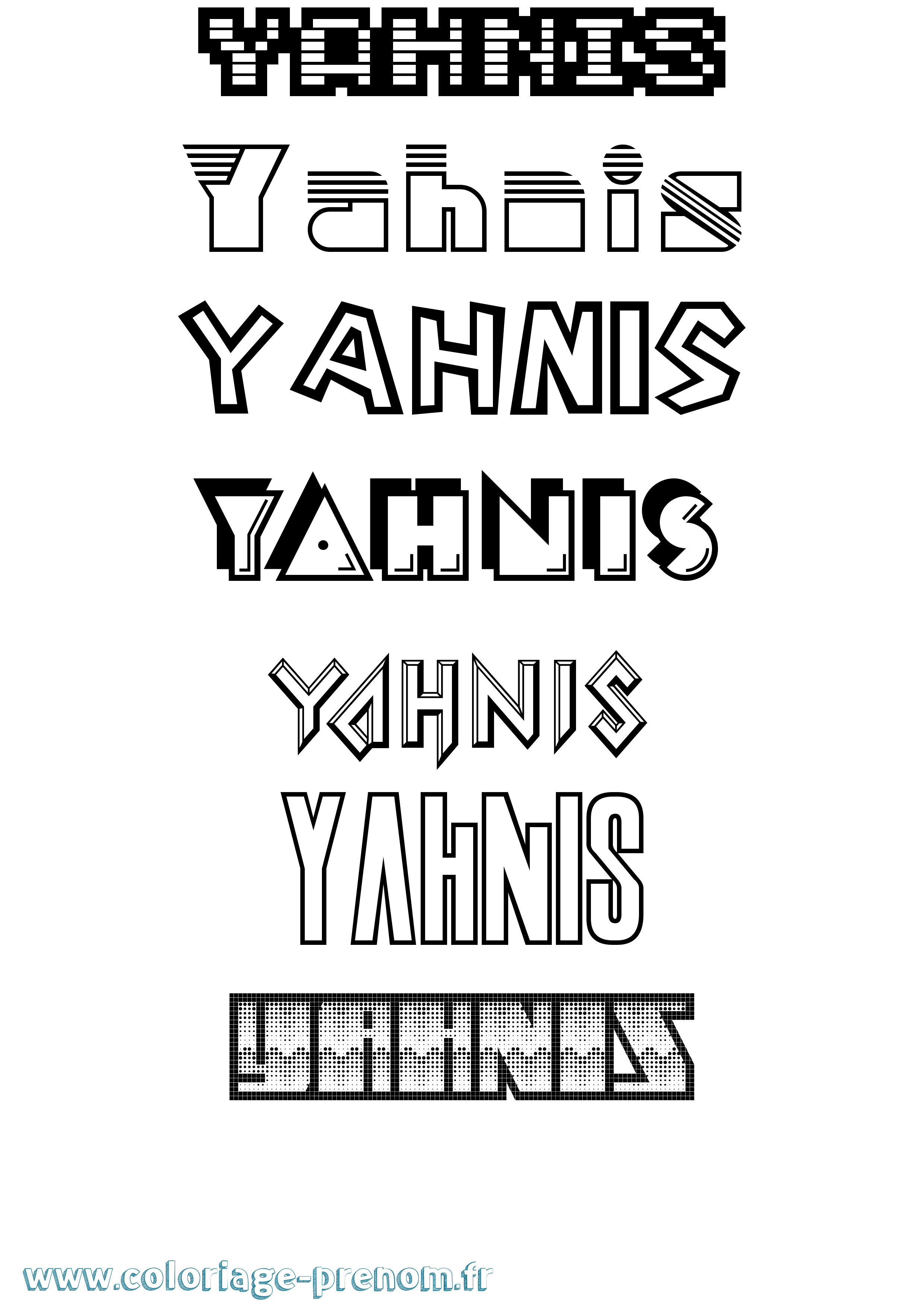 Coloriage prénom Yahnis Jeux Vidéos