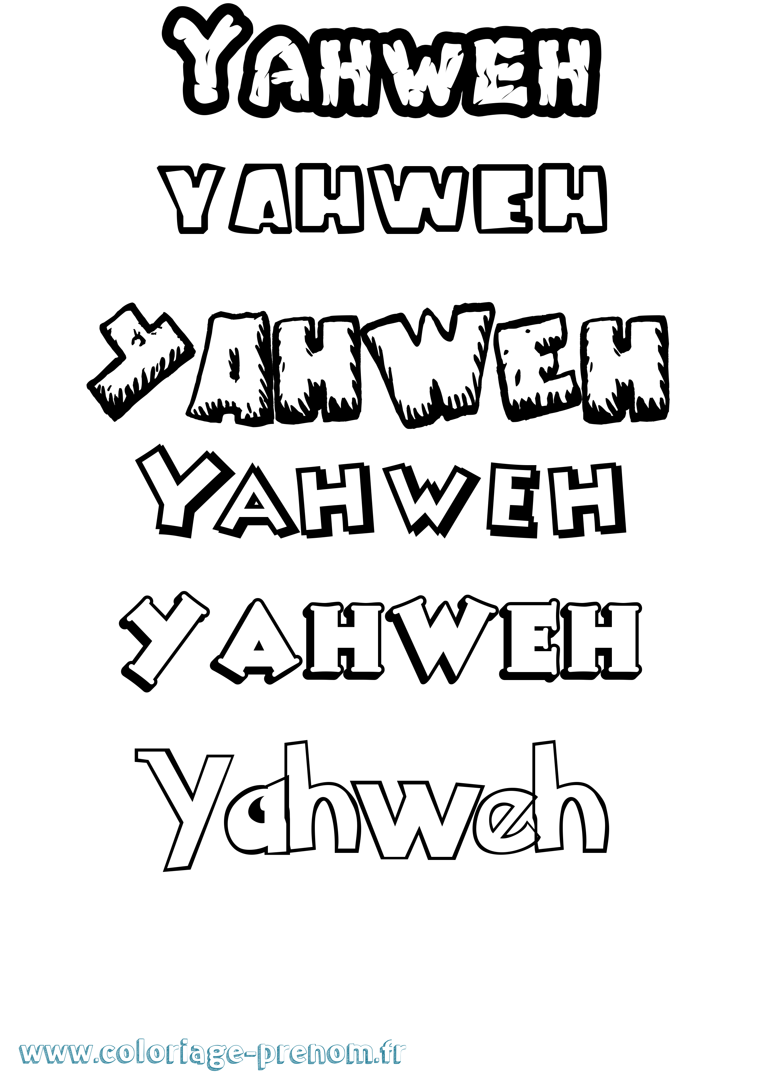 Coloriage prénom Yahweh Dessin Animé