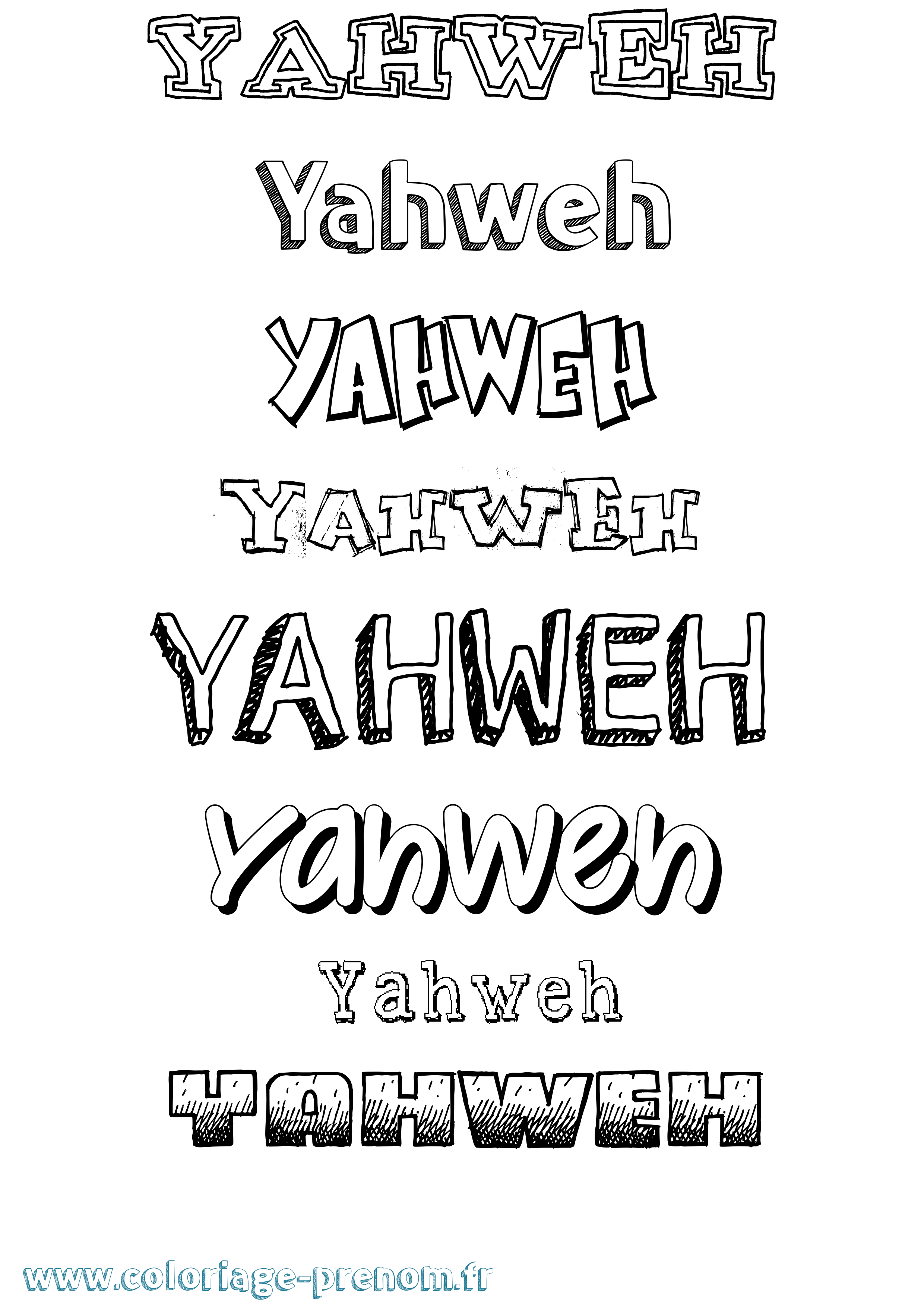 Coloriage prénom Yahweh Dessiné