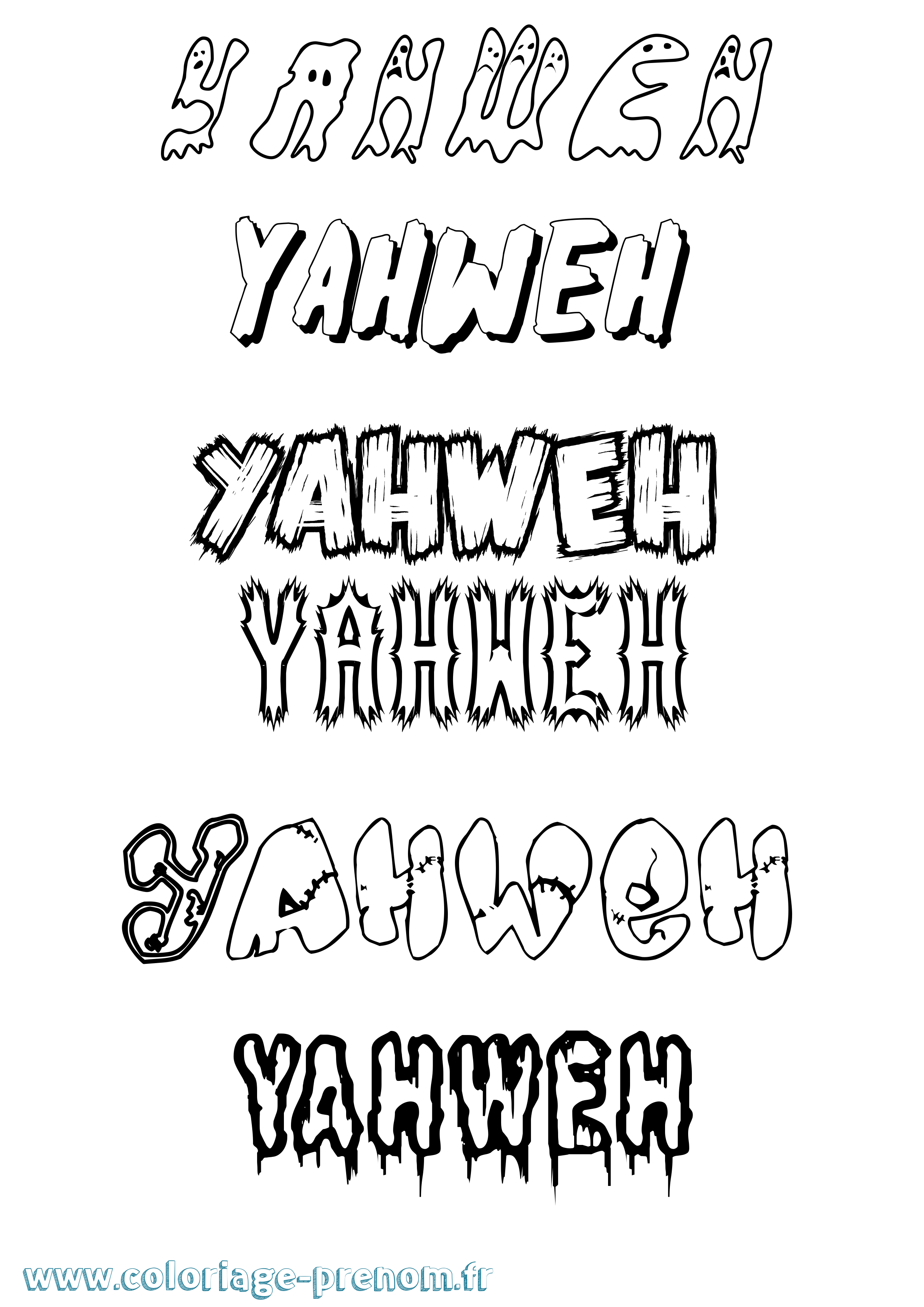 Coloriage prénom Yahweh Frisson