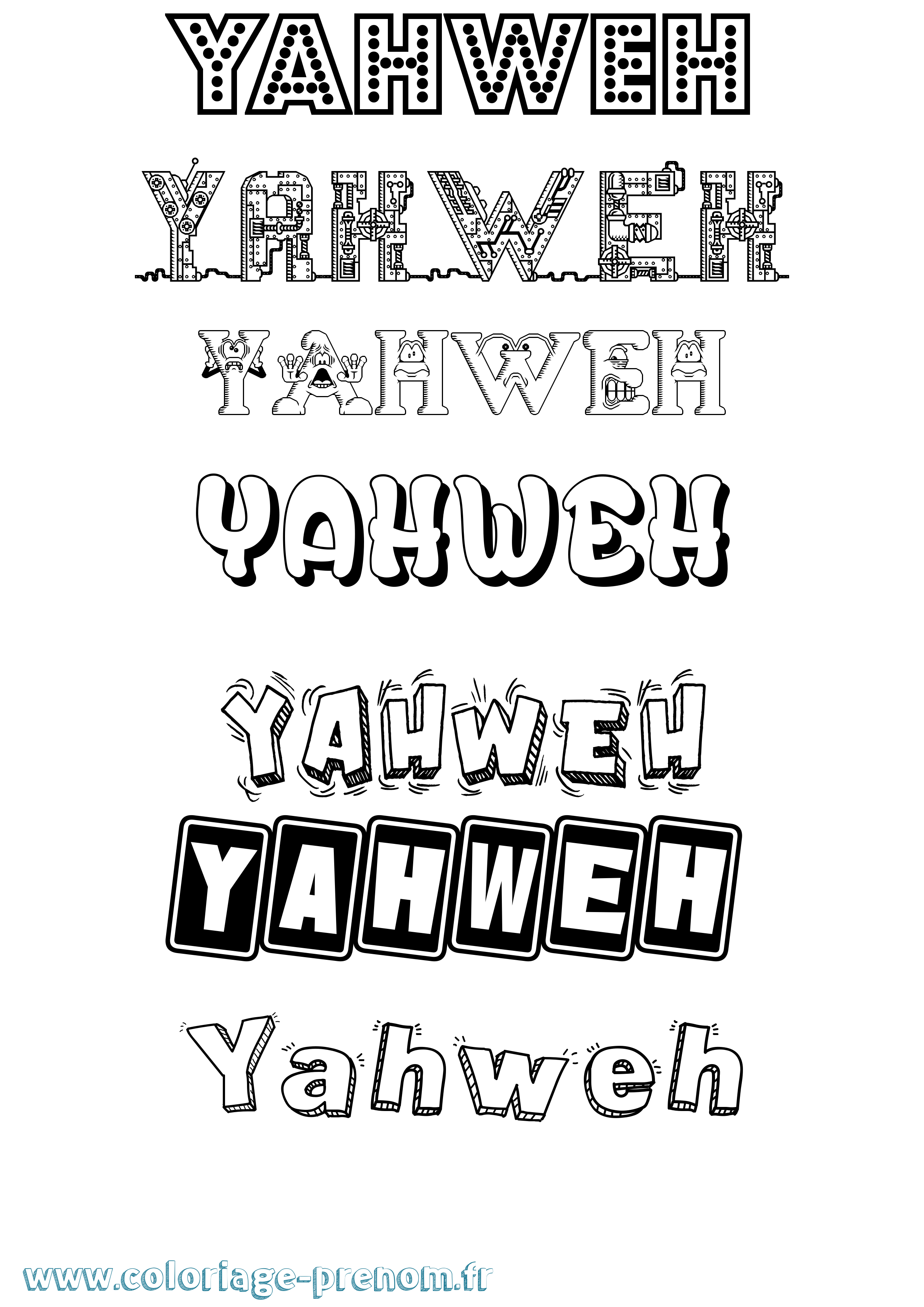 Coloriage prénom Yahweh Fun