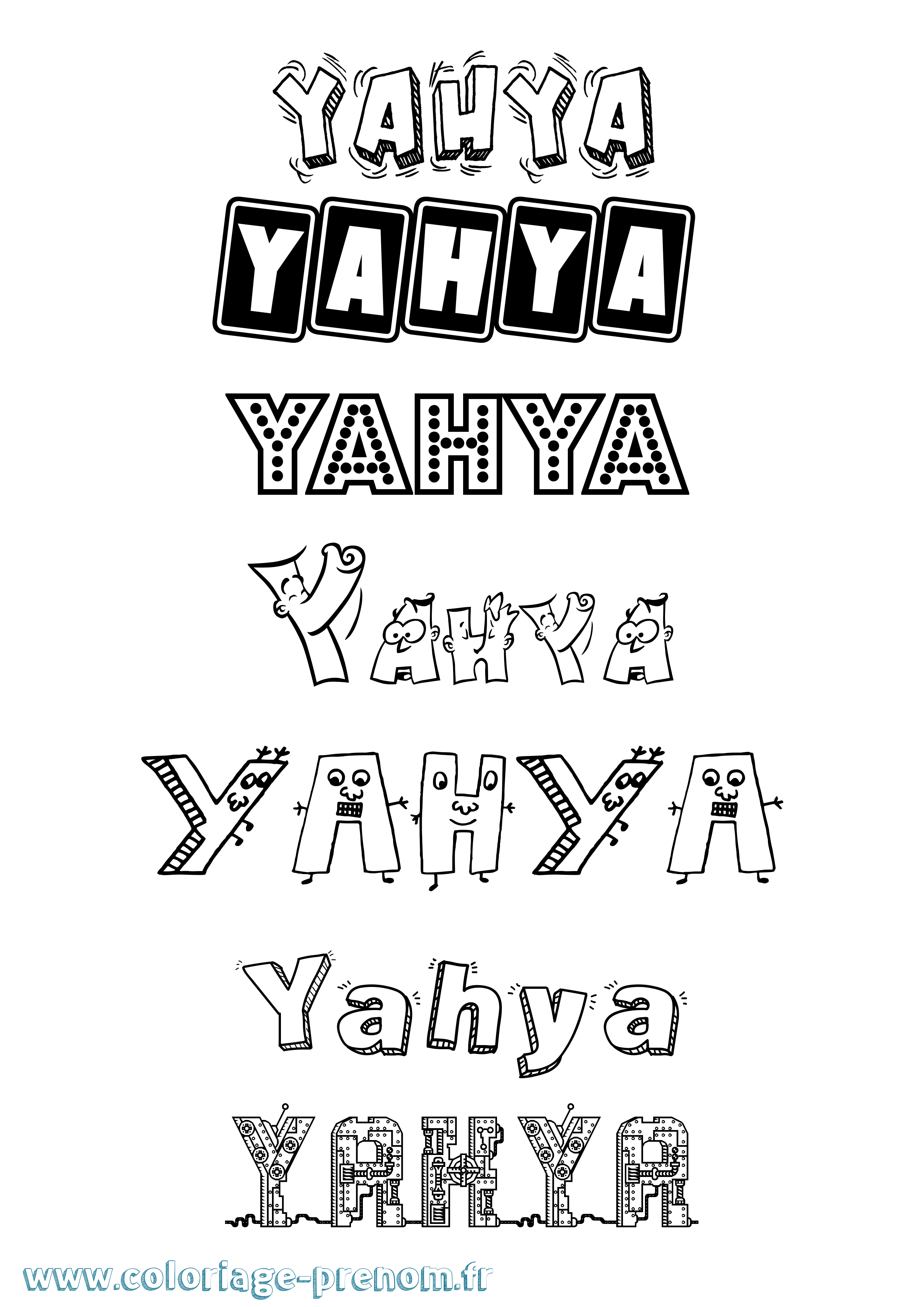 Coloriage prénom Yahya Fun