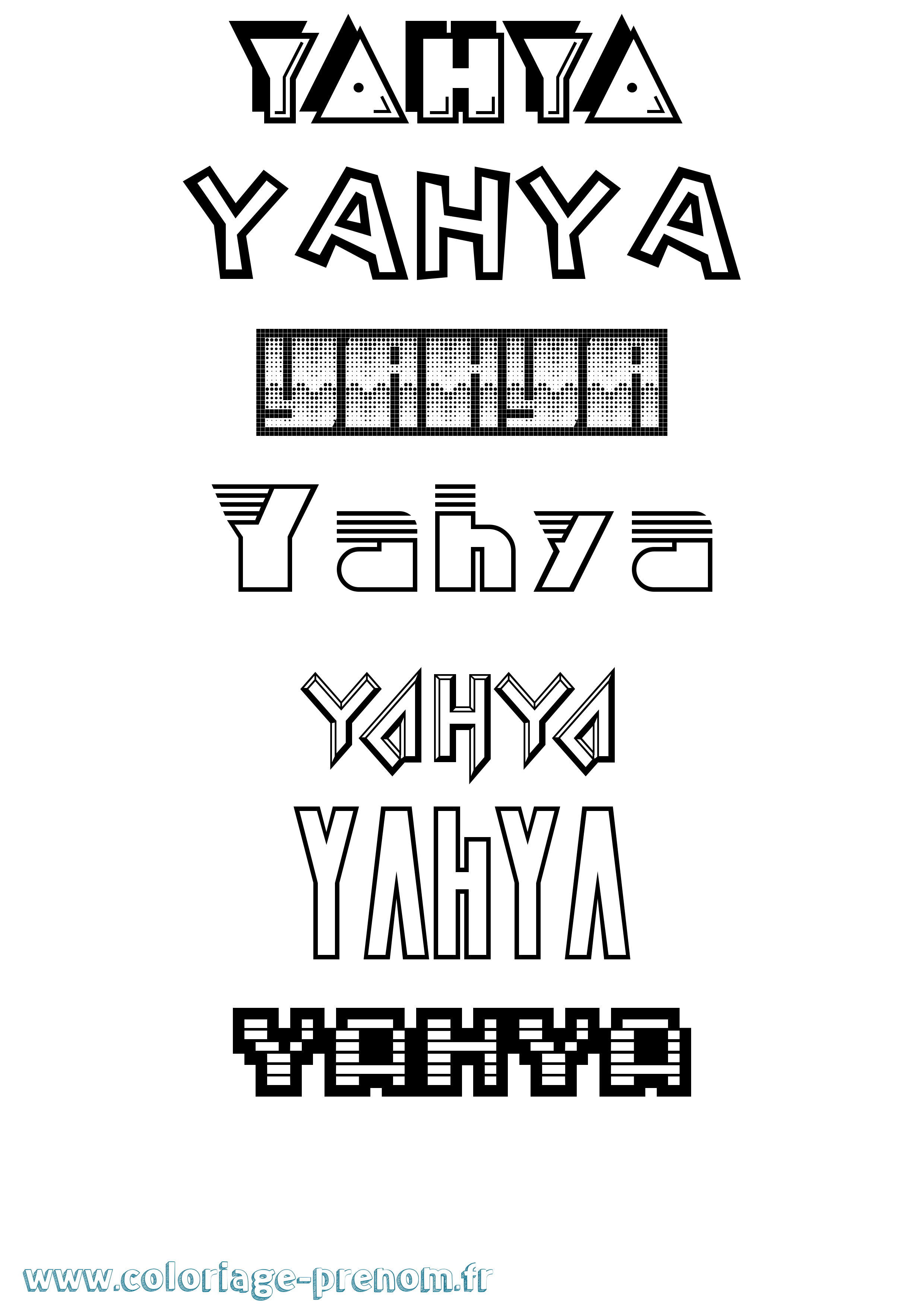 Coloriage prénom Yahya Jeux Vidéos