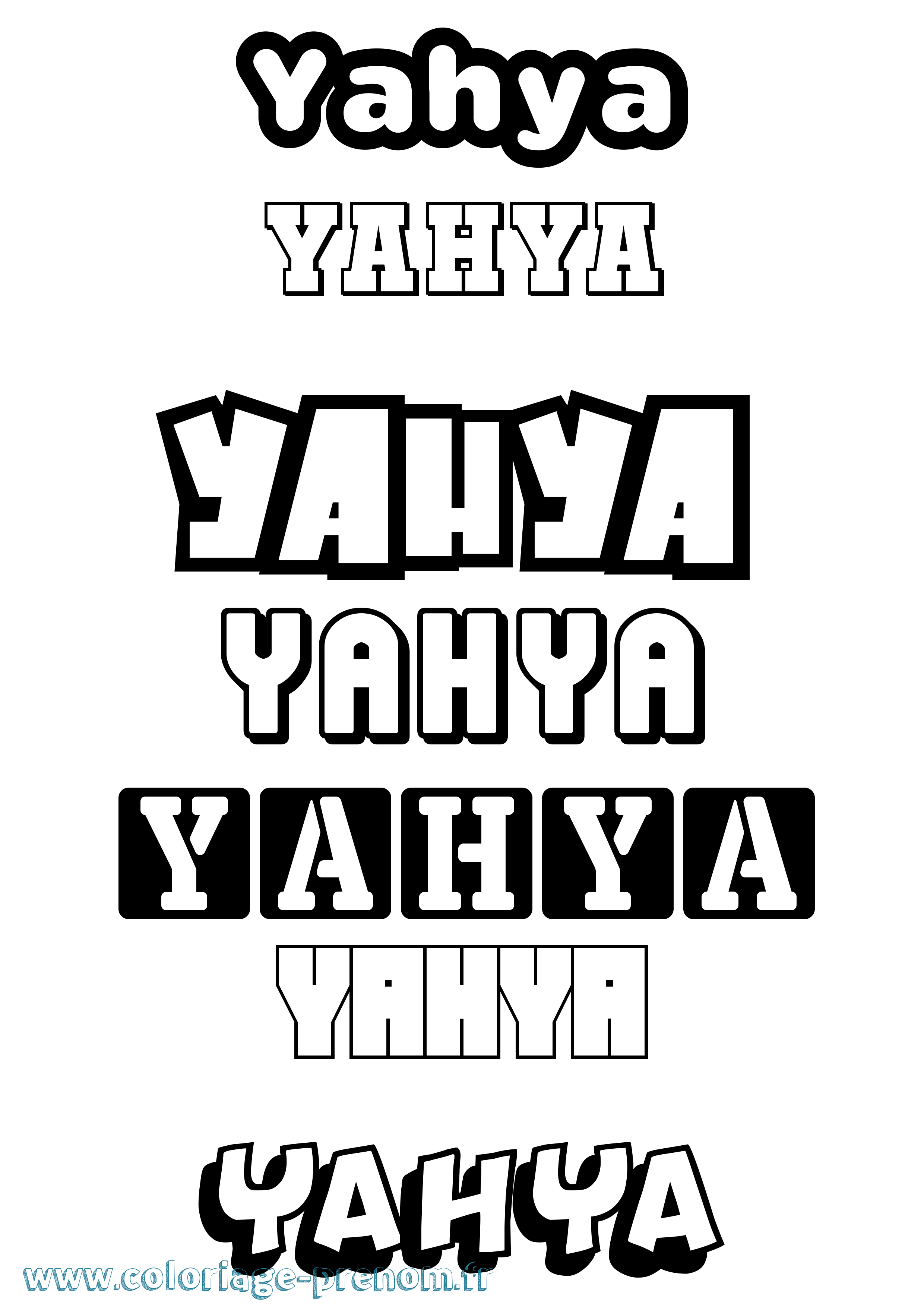 Coloriage prénom Yahya Simple