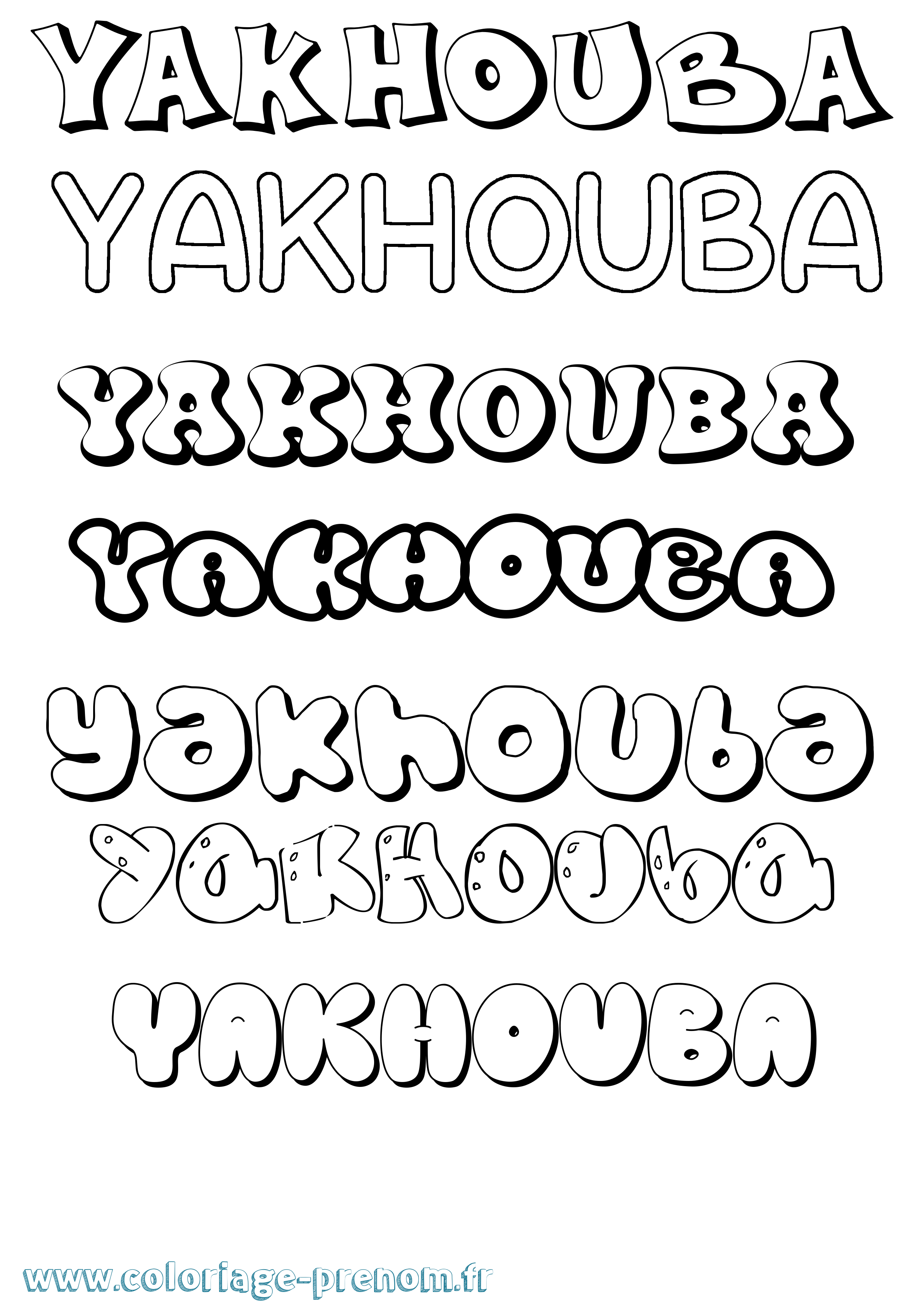 Coloriage prénom Yakhouba Bubble