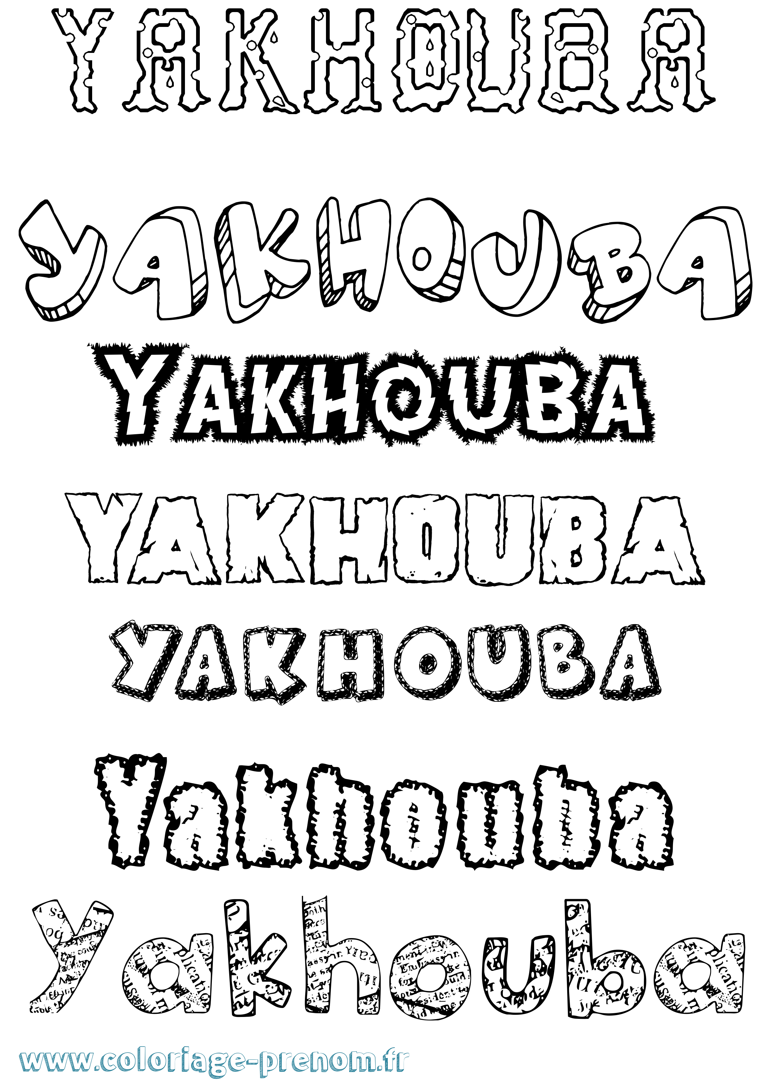 Coloriage prénom Yakhouba Destructuré