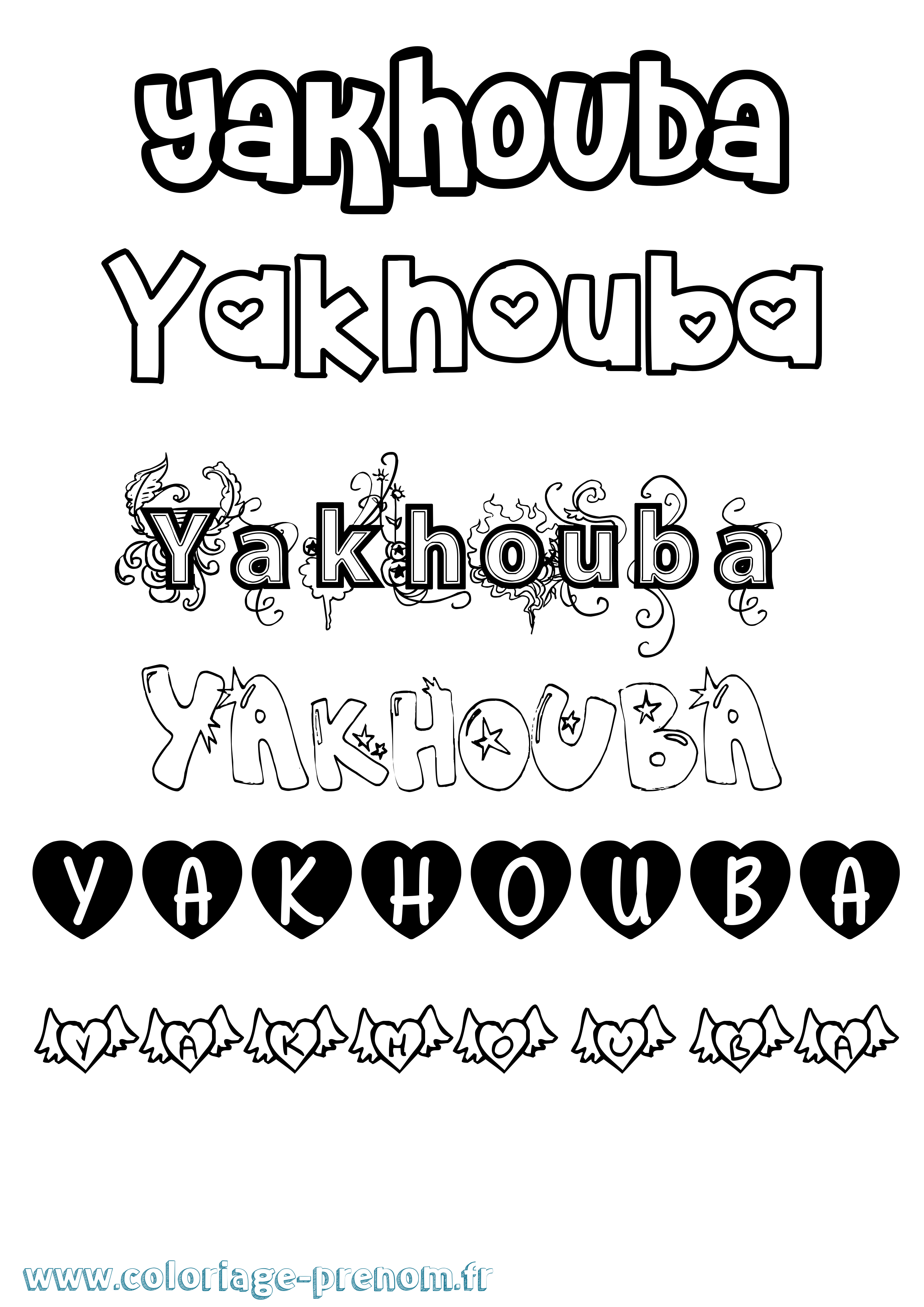 Coloriage prénom Yakhouba Girly