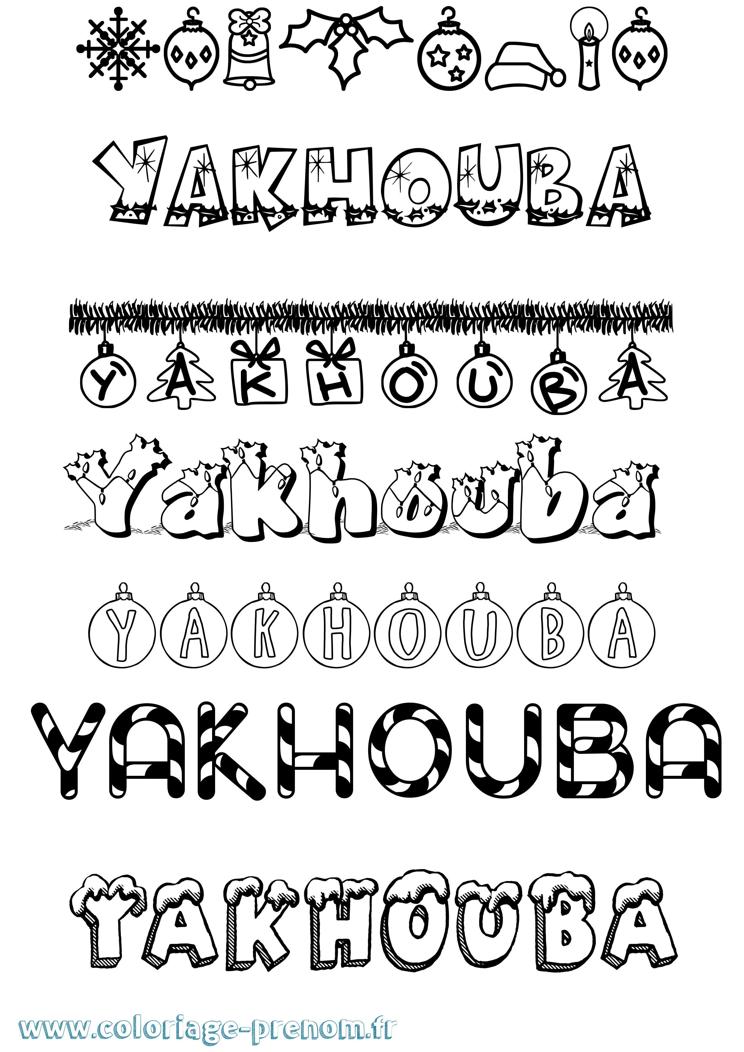 Coloriage prénom Yakhouba Noël