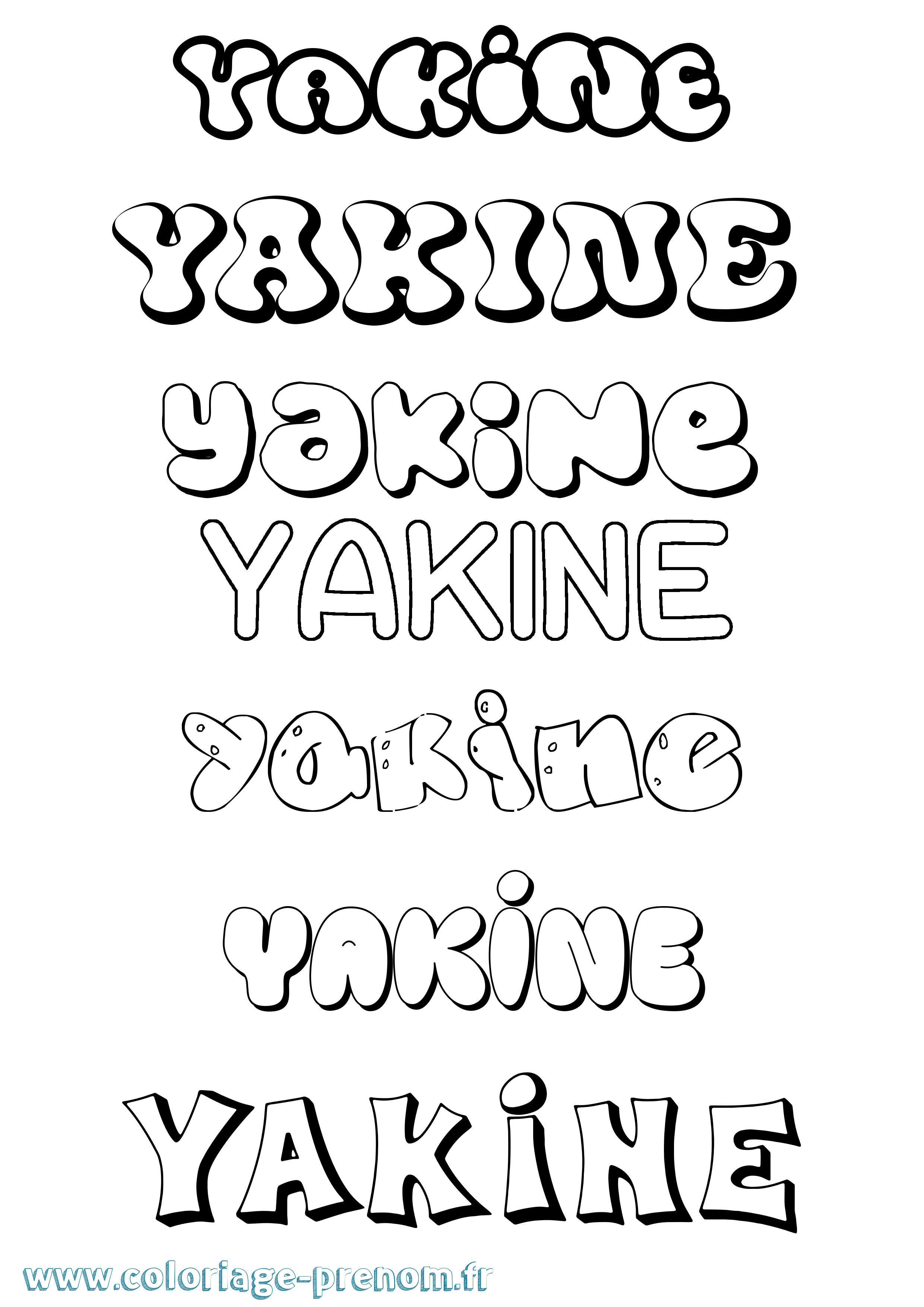 Coloriage prénom Yakine Bubble