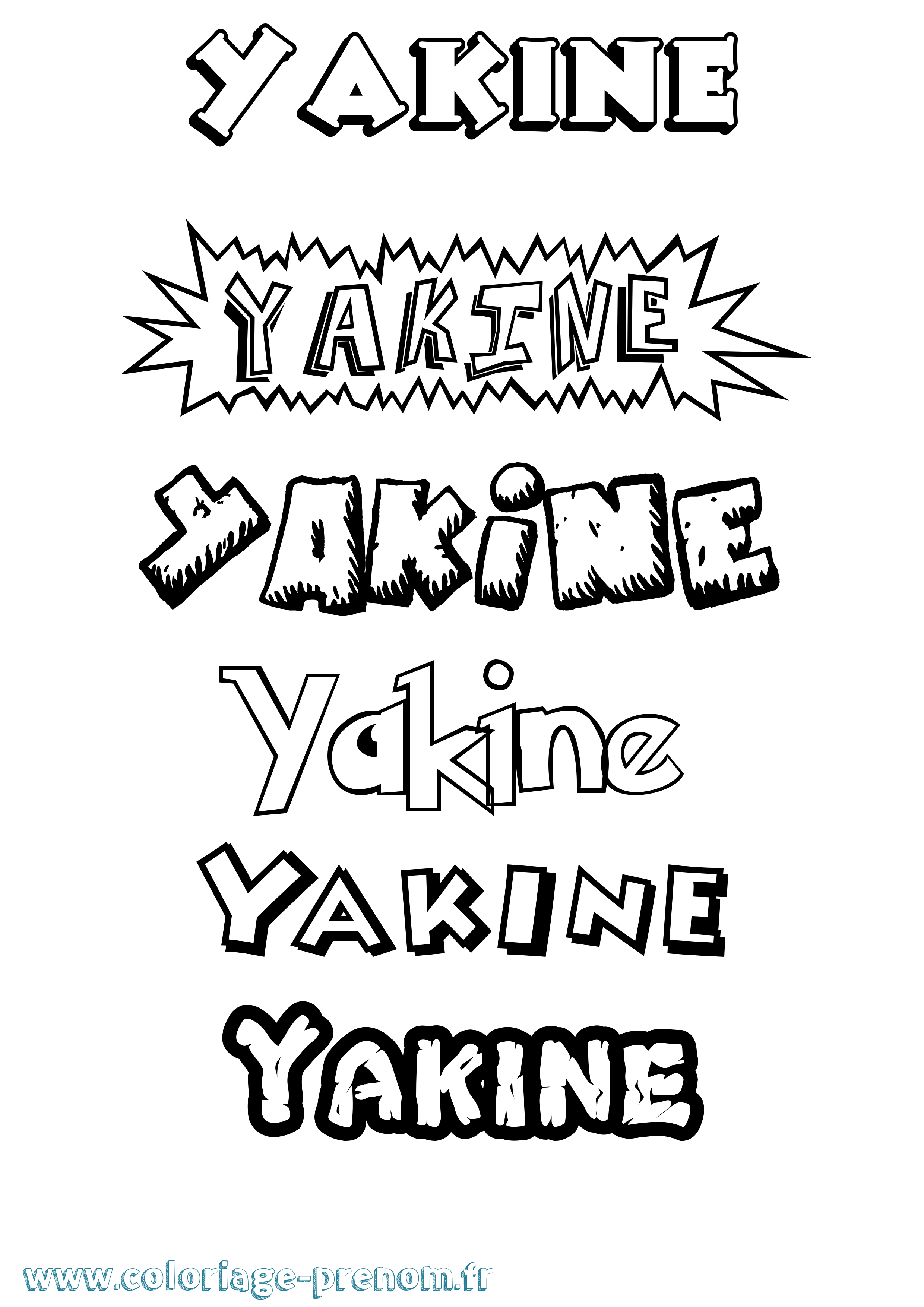 Coloriage prénom Yakine Dessin Animé