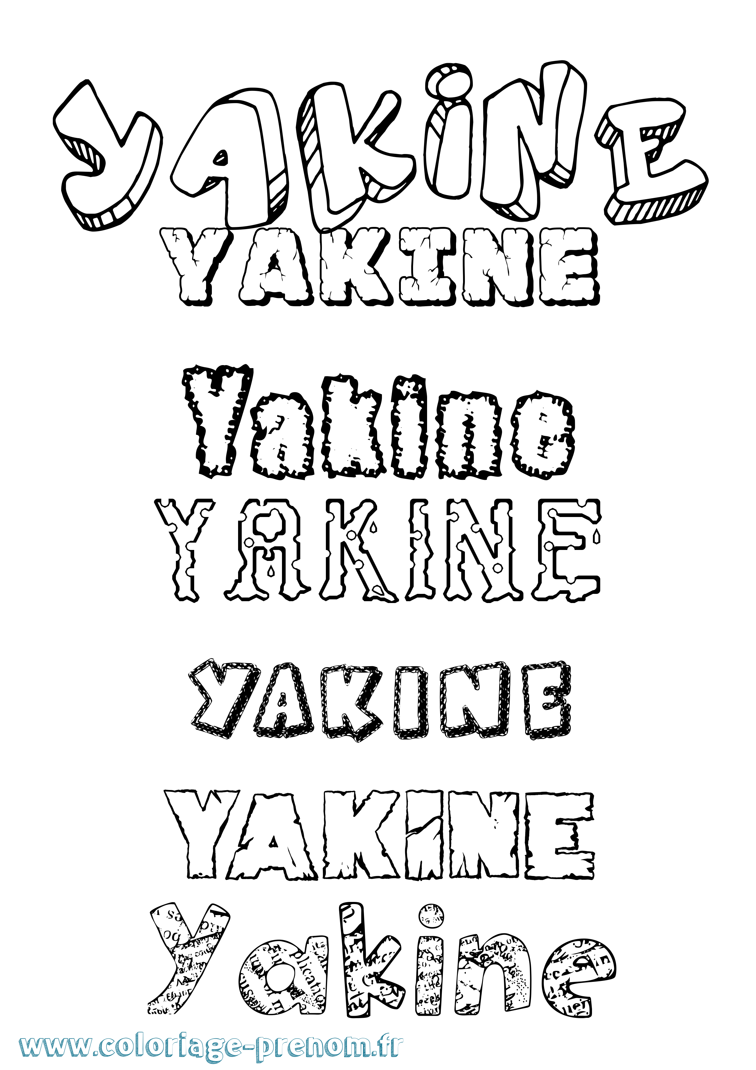 Coloriage prénom Yakine Destructuré