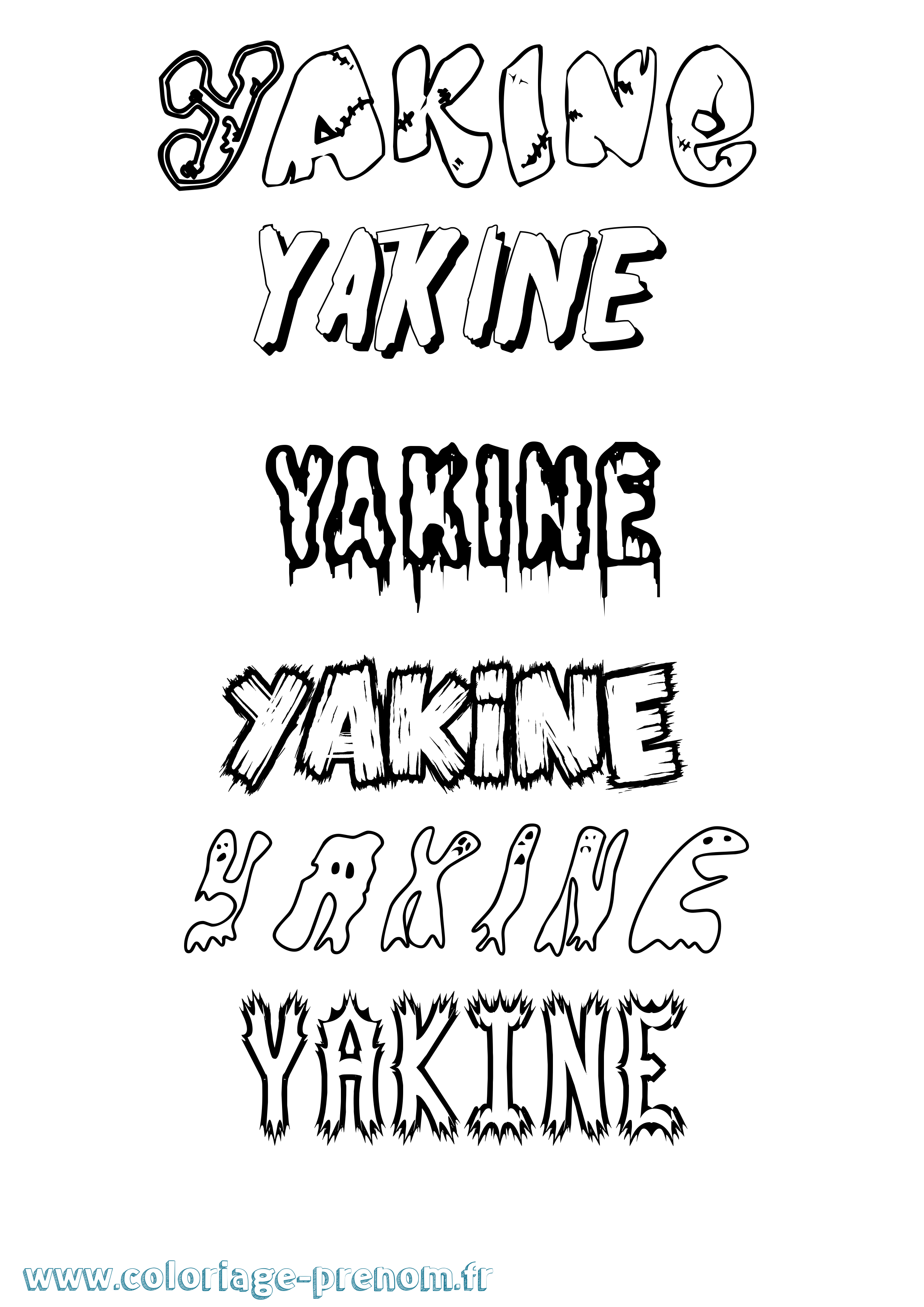 Coloriage prénom Yakine Frisson