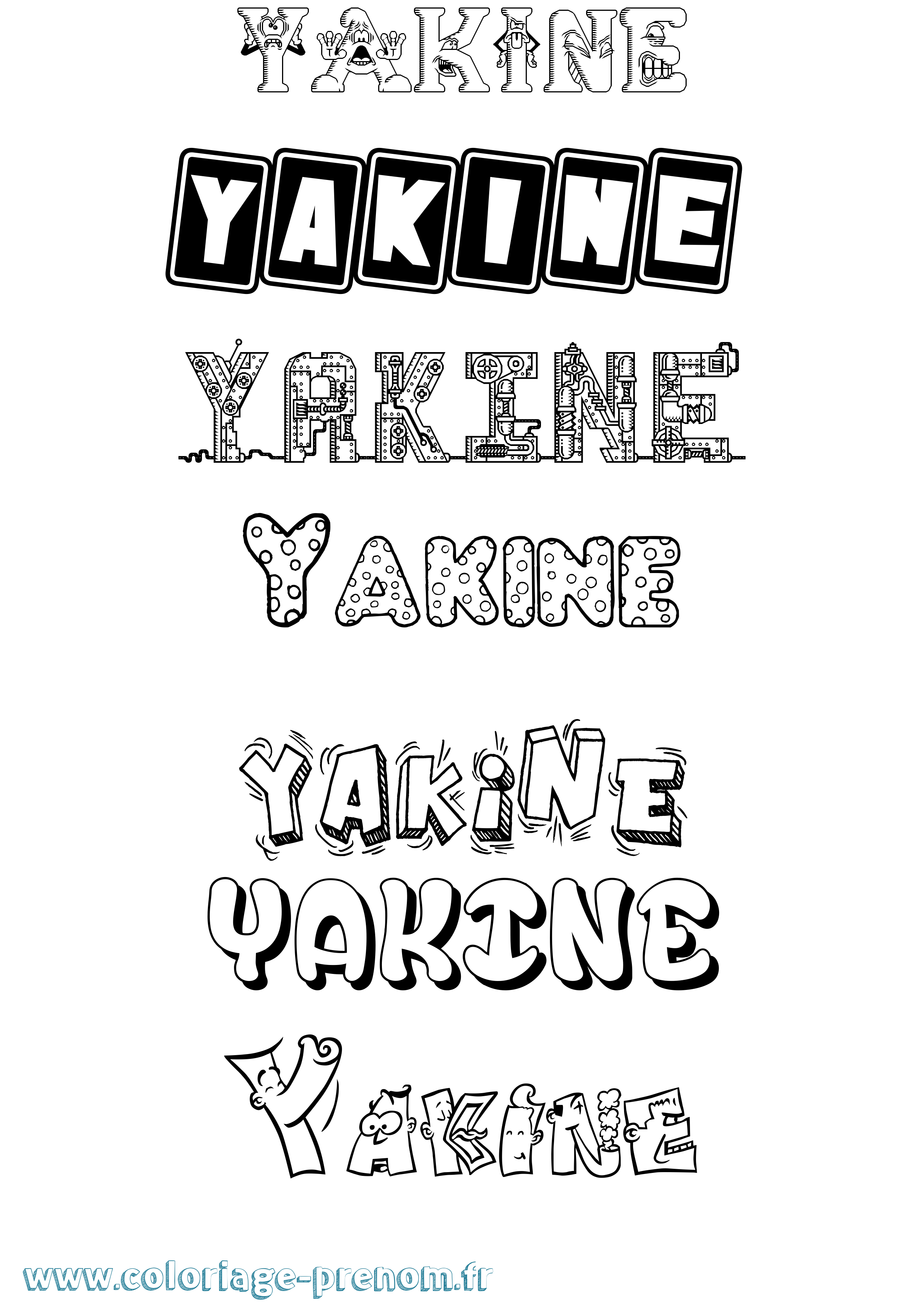 Coloriage prénom Yakine Fun