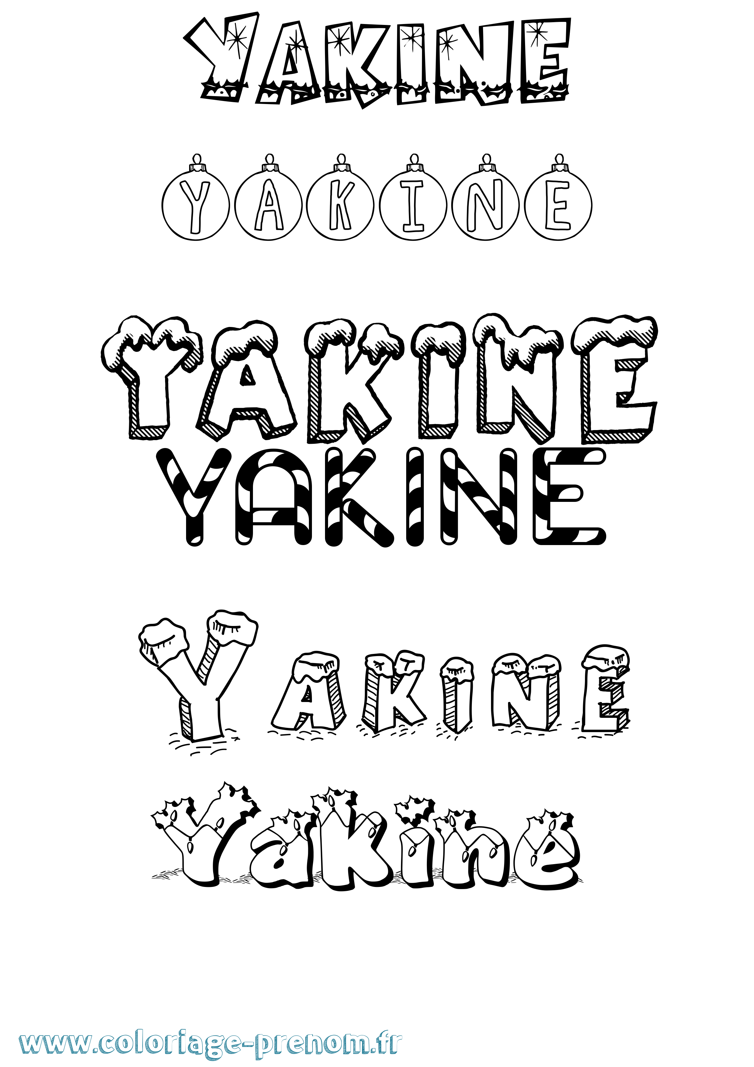 Coloriage prénom Yakine Noël
