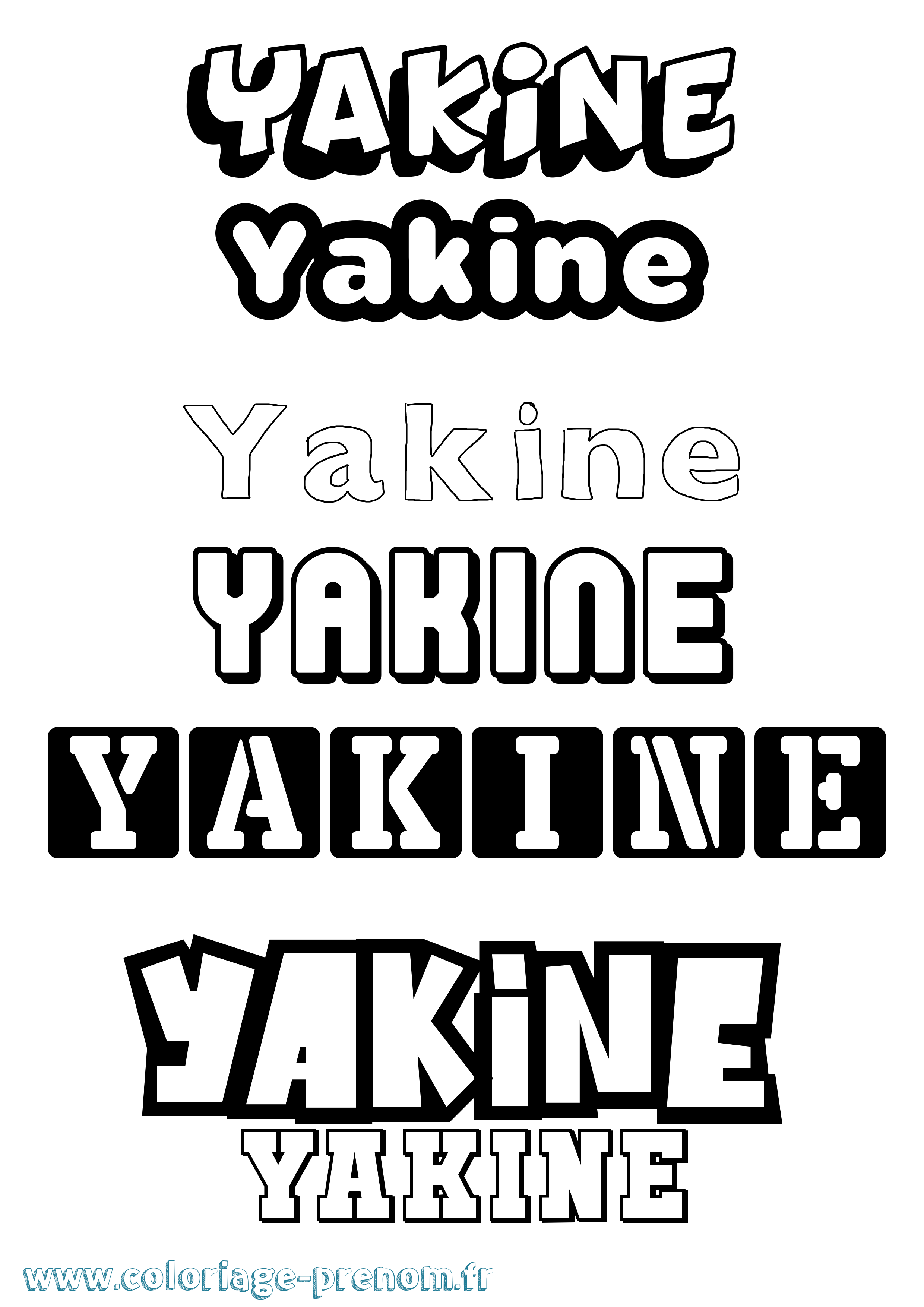 Coloriage prénom Yakine Simple