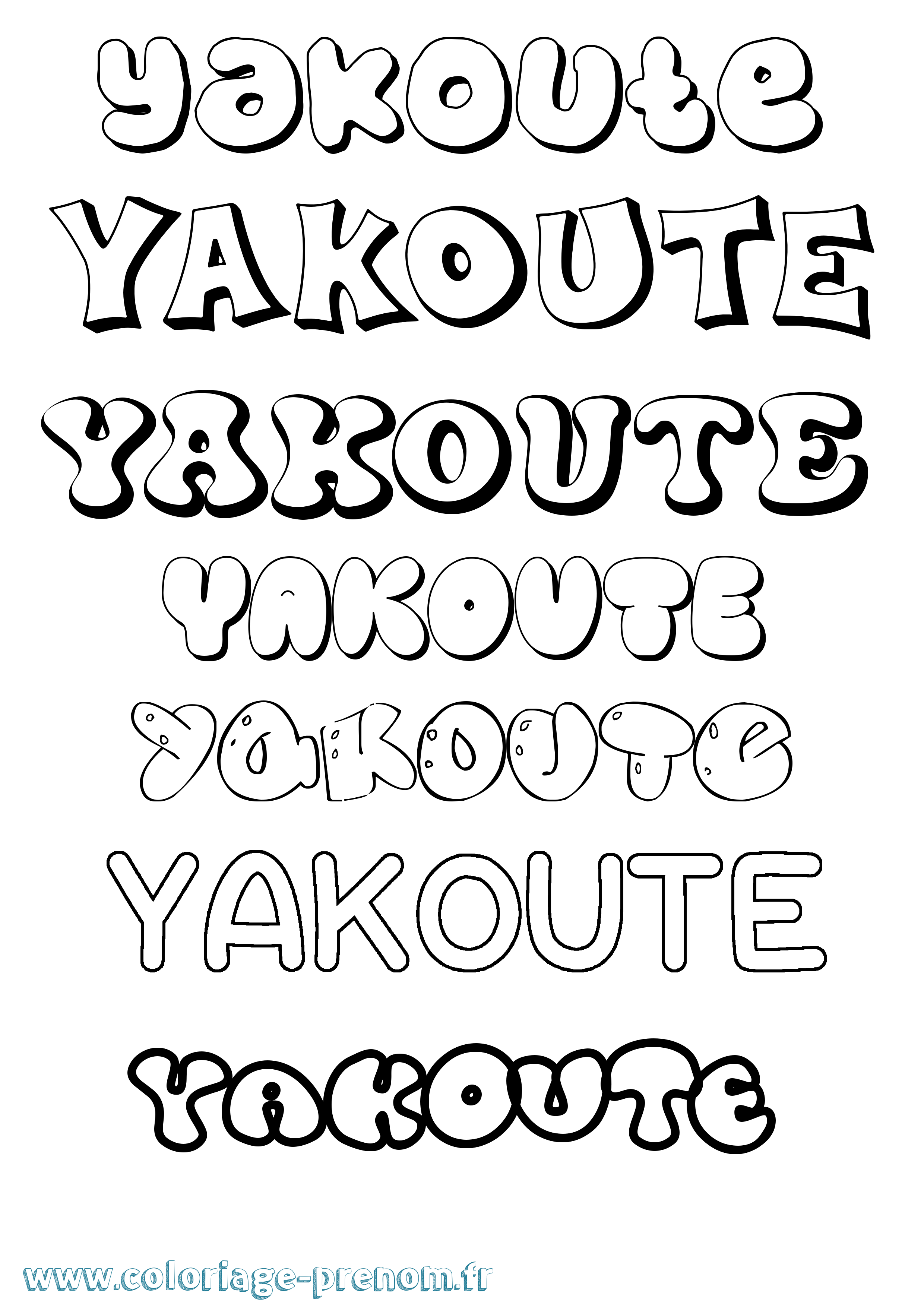Coloriage prénom Yakoute Bubble