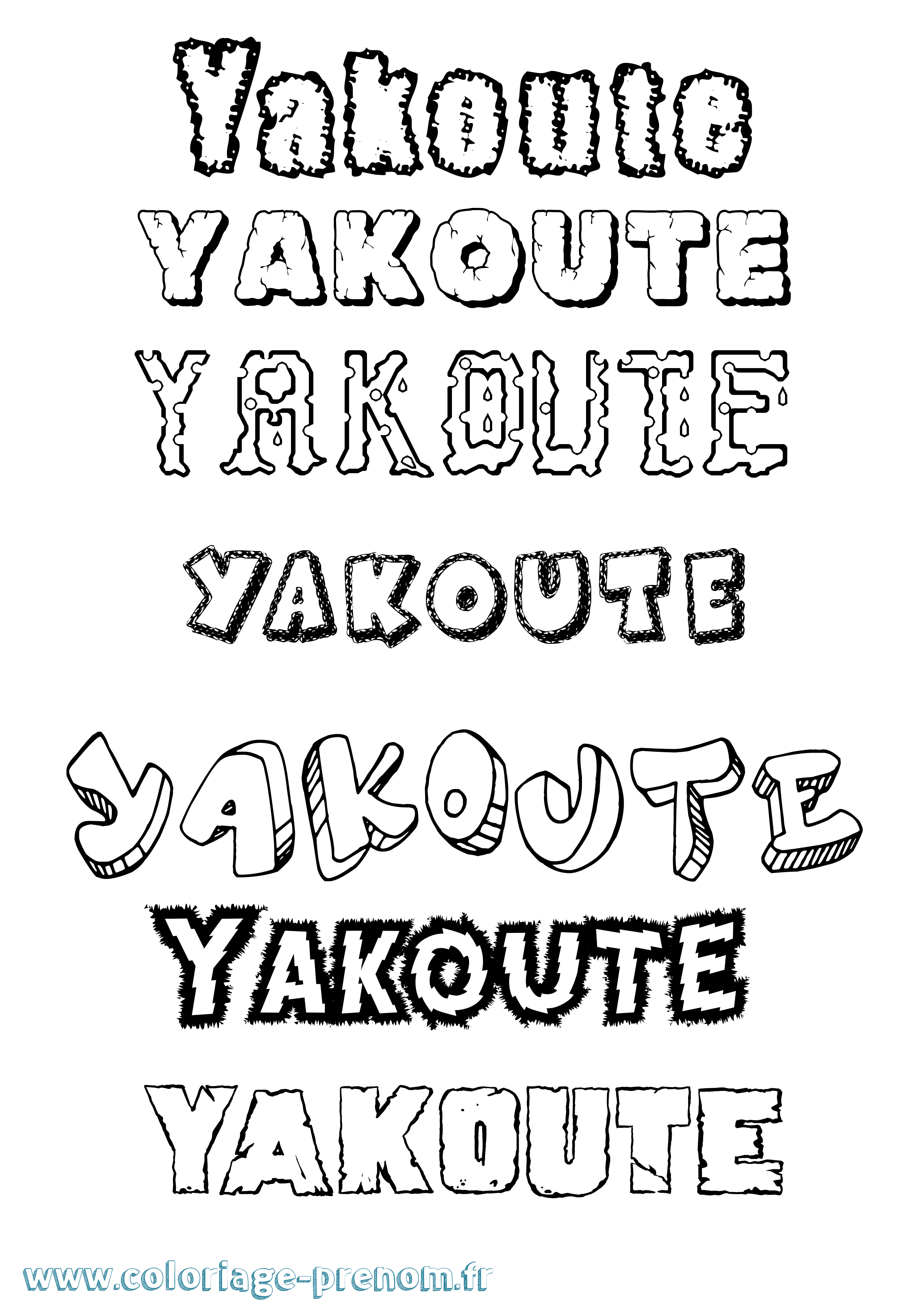 Coloriage prénom Yakoute Destructuré
