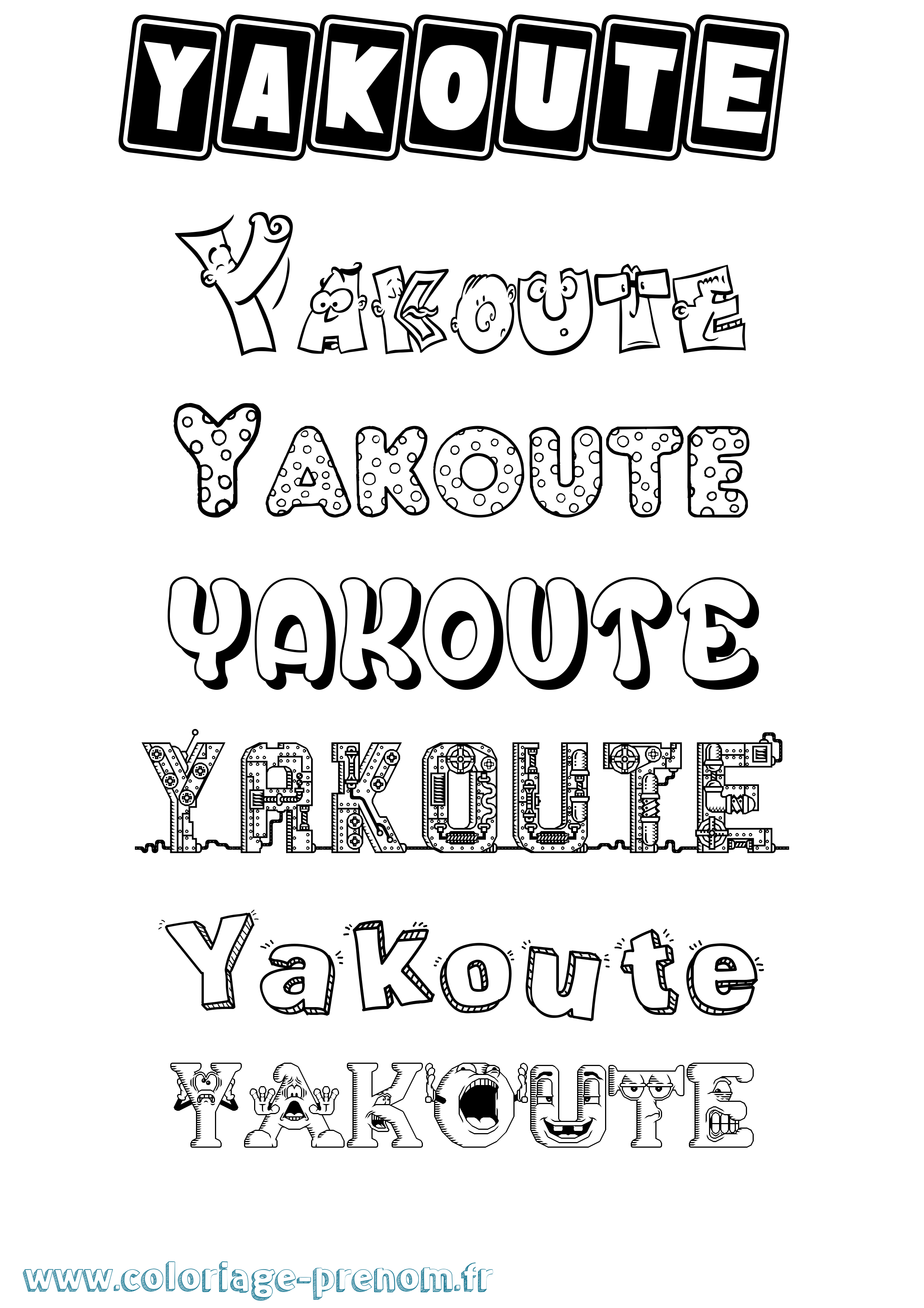 Coloriage prénom Yakoute Fun