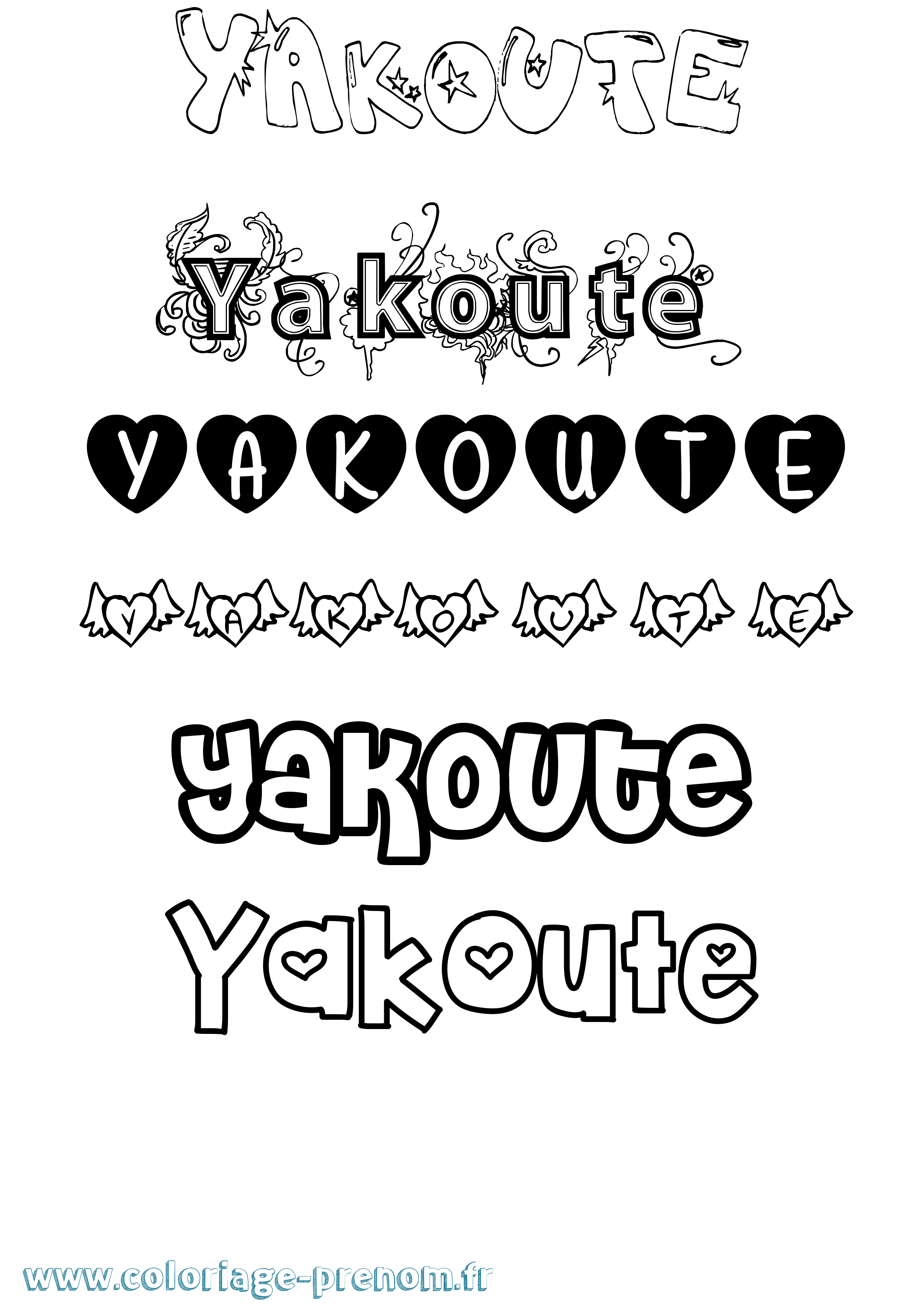 Coloriage prénom Yakoute Girly