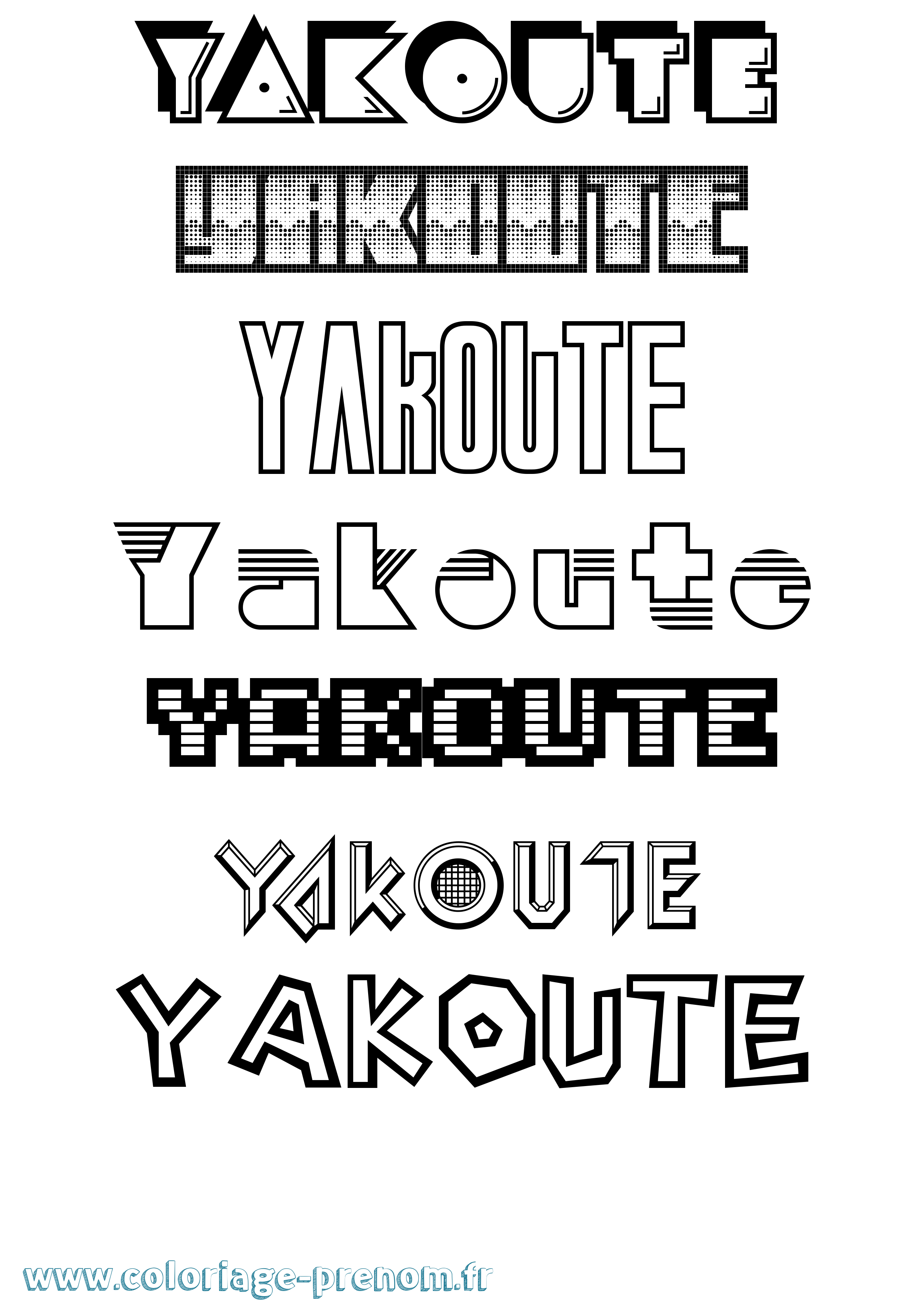 Coloriage prénom Yakoute Jeux Vidéos
