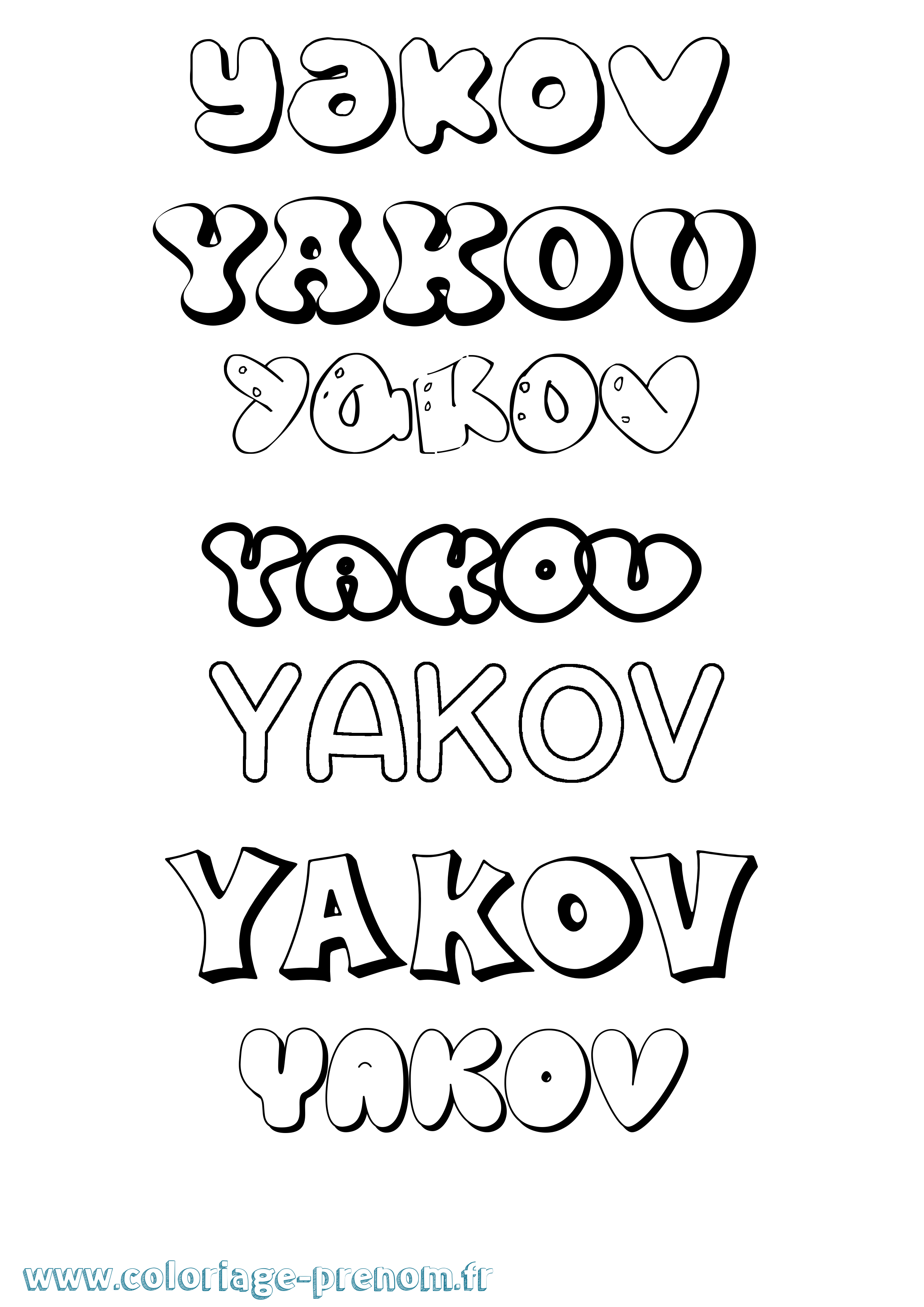 Coloriage prénom Yakov Bubble
