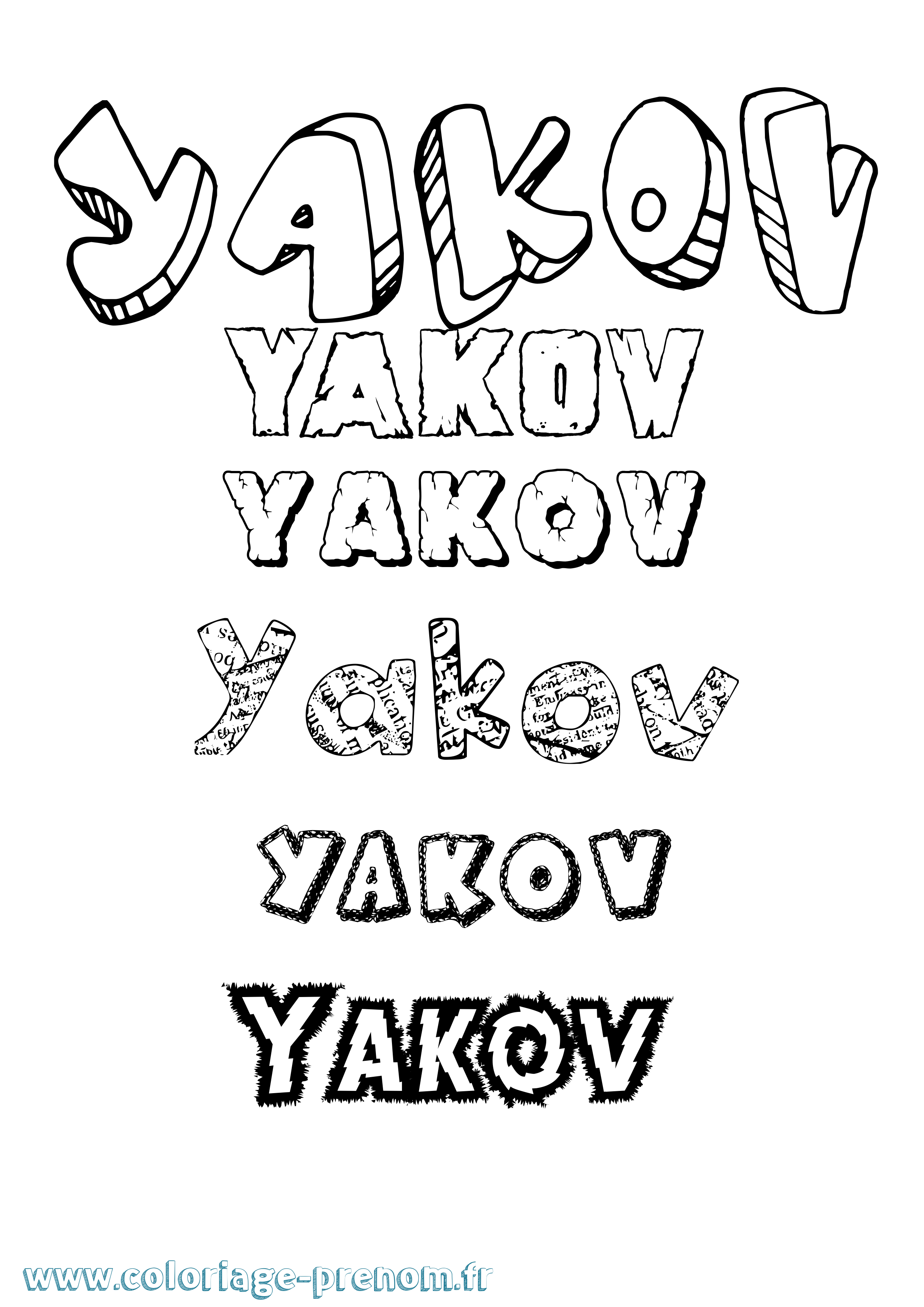 Coloriage prénom Yakov Destructuré