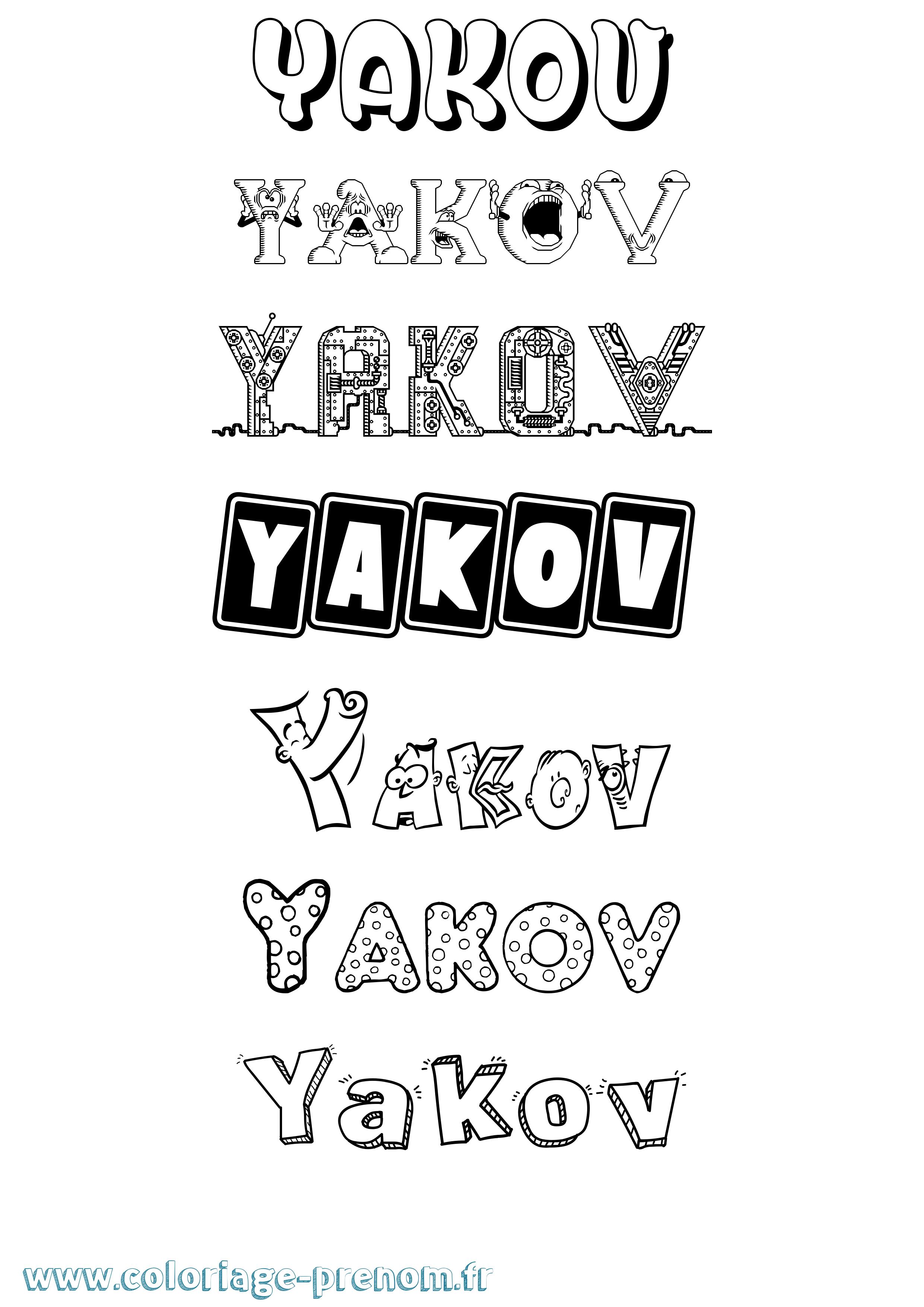 Coloriage prénom Yakov Fun