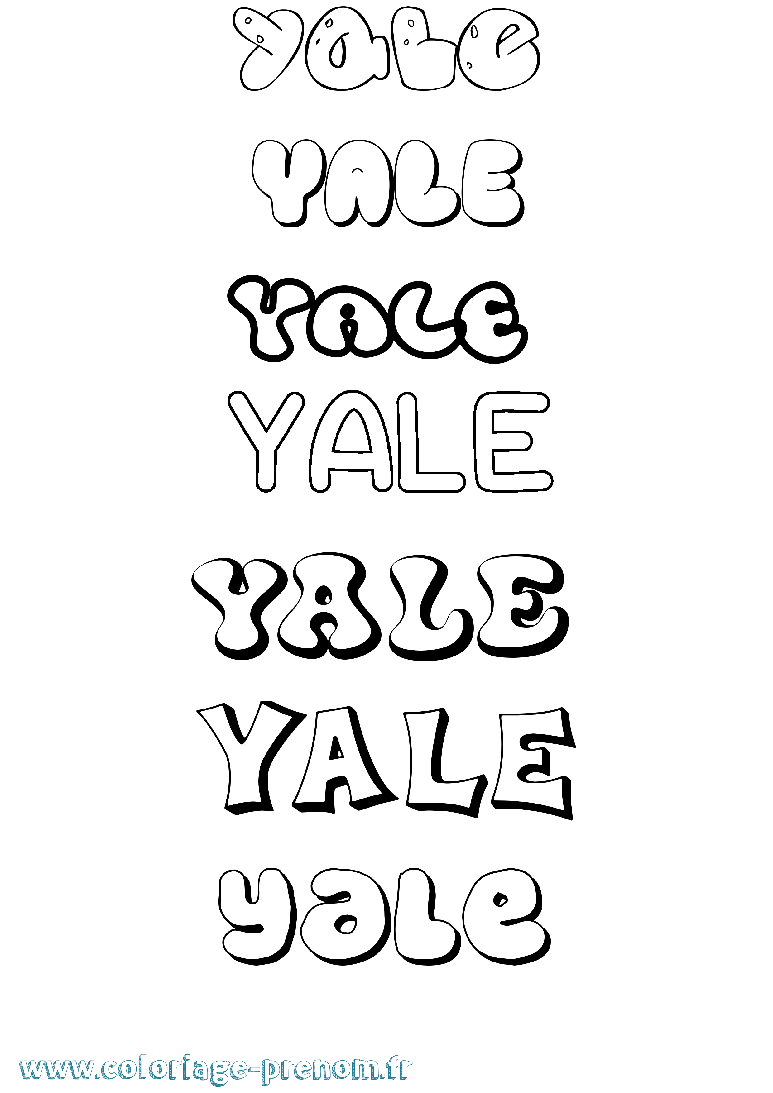 Coloriage prénom Yale Bubble