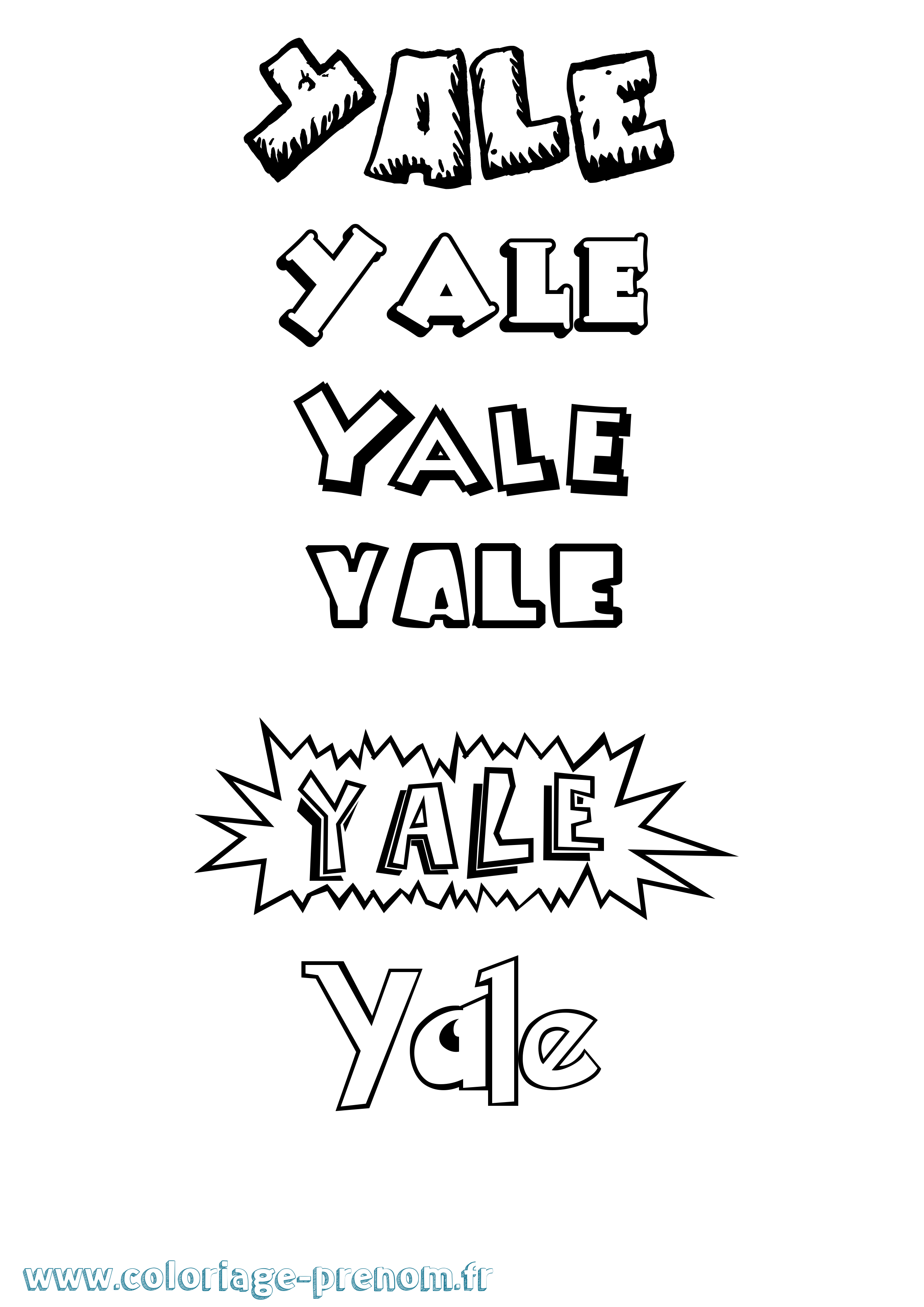 Coloriage prénom Yale Dessin Animé