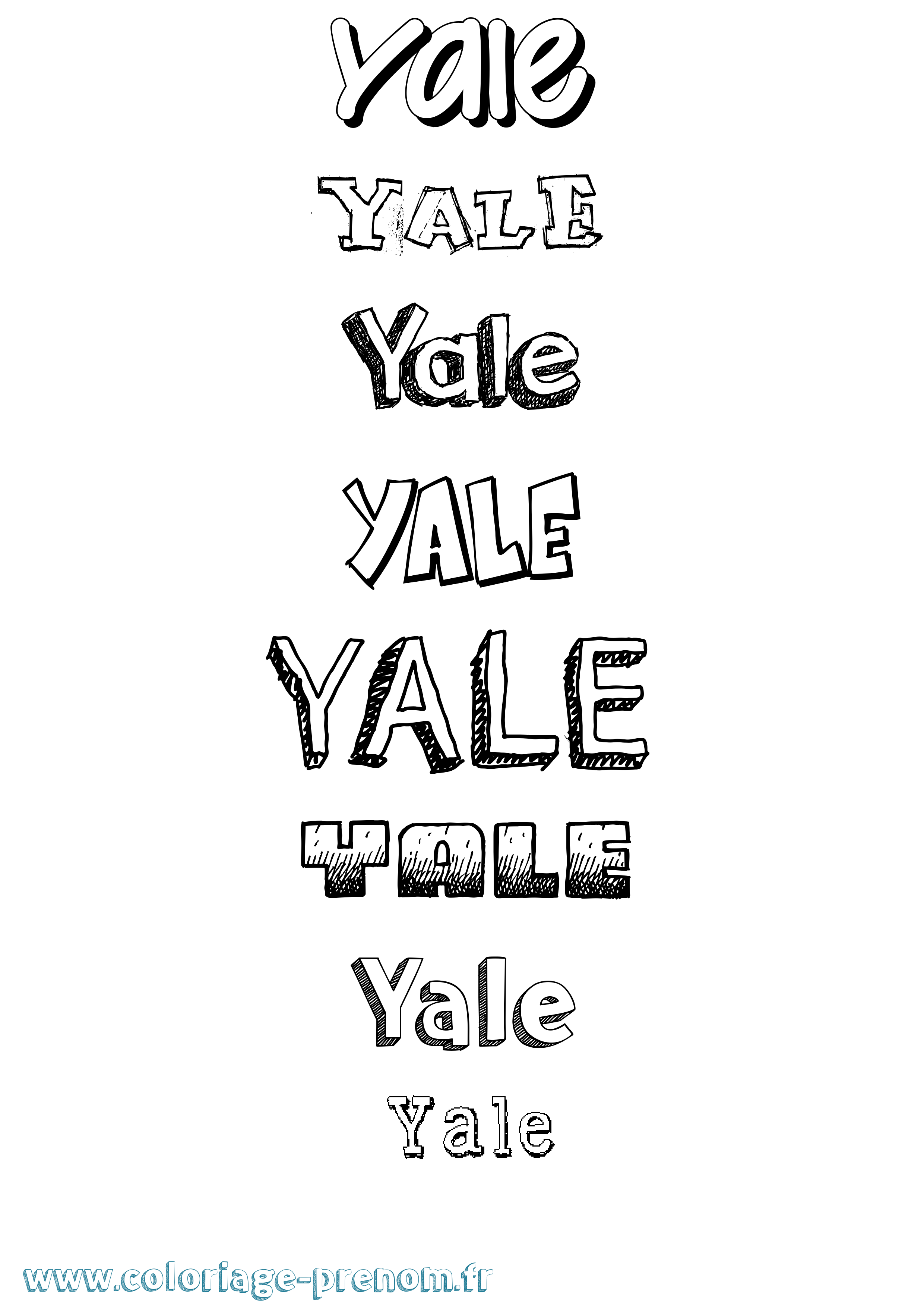 Coloriage prénom Yale Dessiné