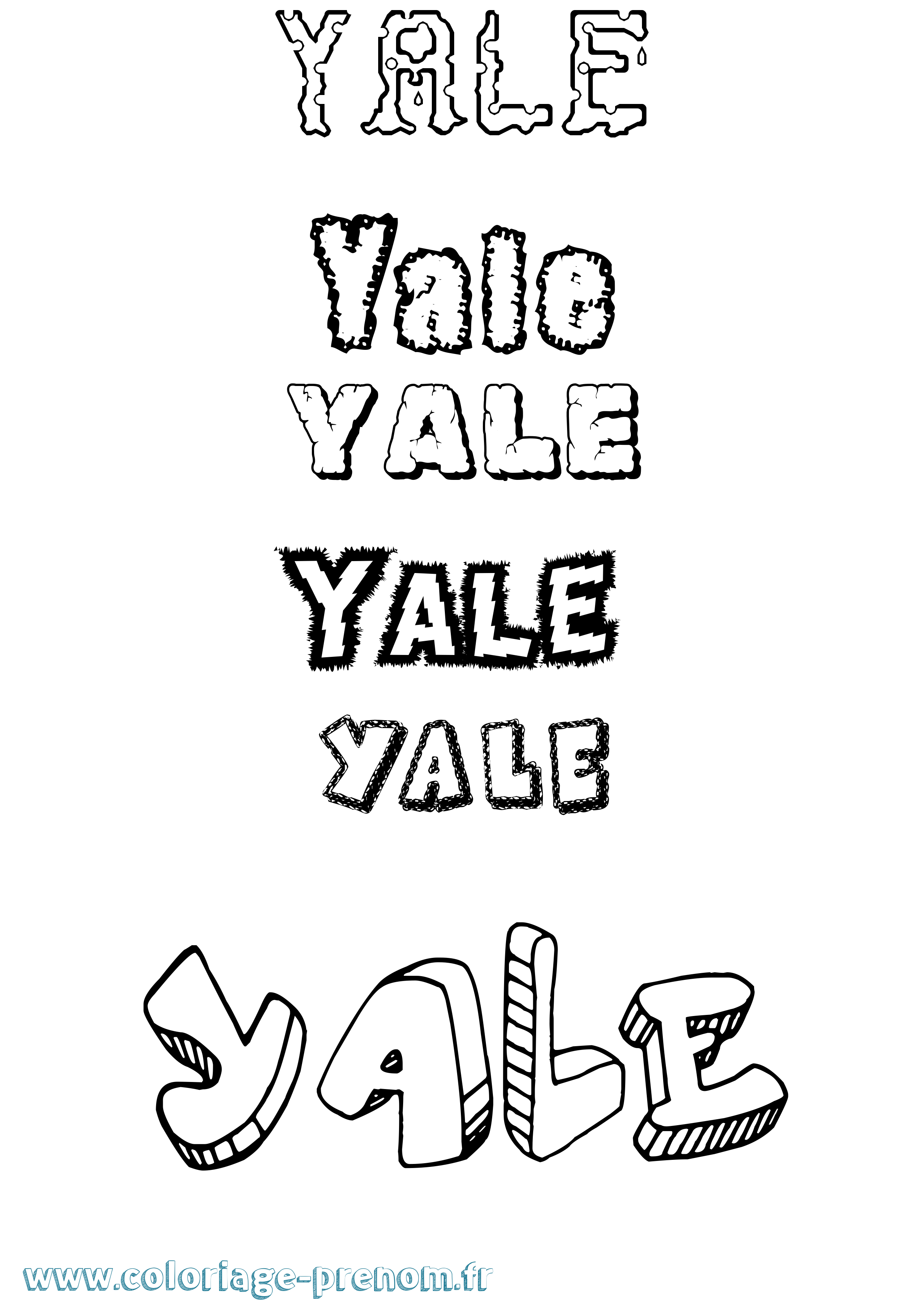 Coloriage prénom Yale Destructuré